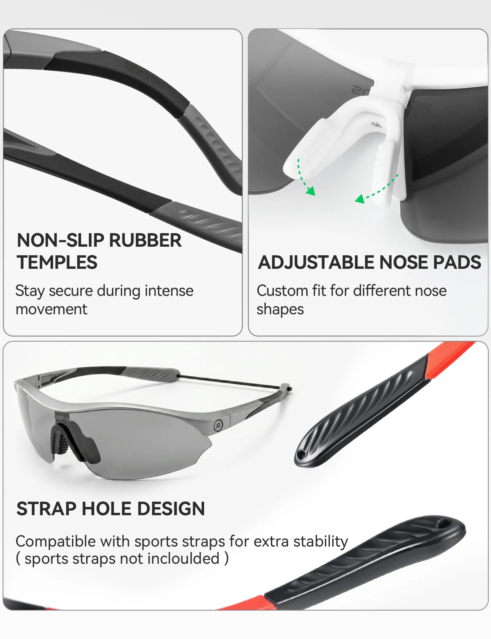 ROCKBROS SP402 sports sunglasses with three interchangeable lenses for cycling, running, and outdoor adventures