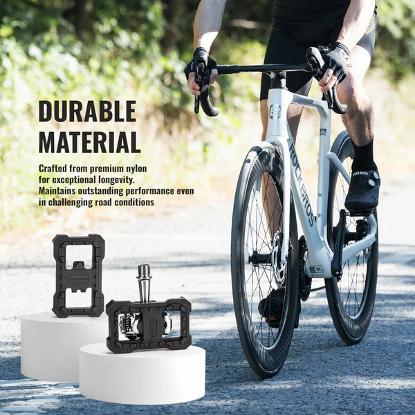 ROCKBROS SPD Clipless to Flat Pedal Adapter with Anti-Slip Studs and Lightweight Nylon Design for MTB Pedals
