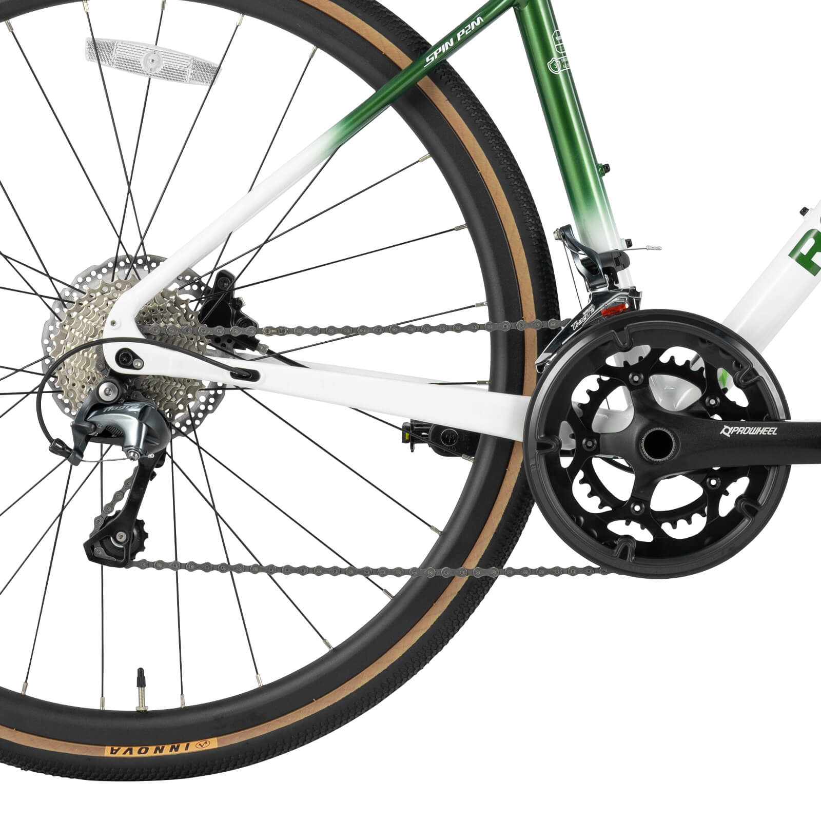 ROCKBROS SPINP2M flat bar road bike with lightweight aluminum frame and Shimano drivetrain for commuting and beginner riders
#Color_Green