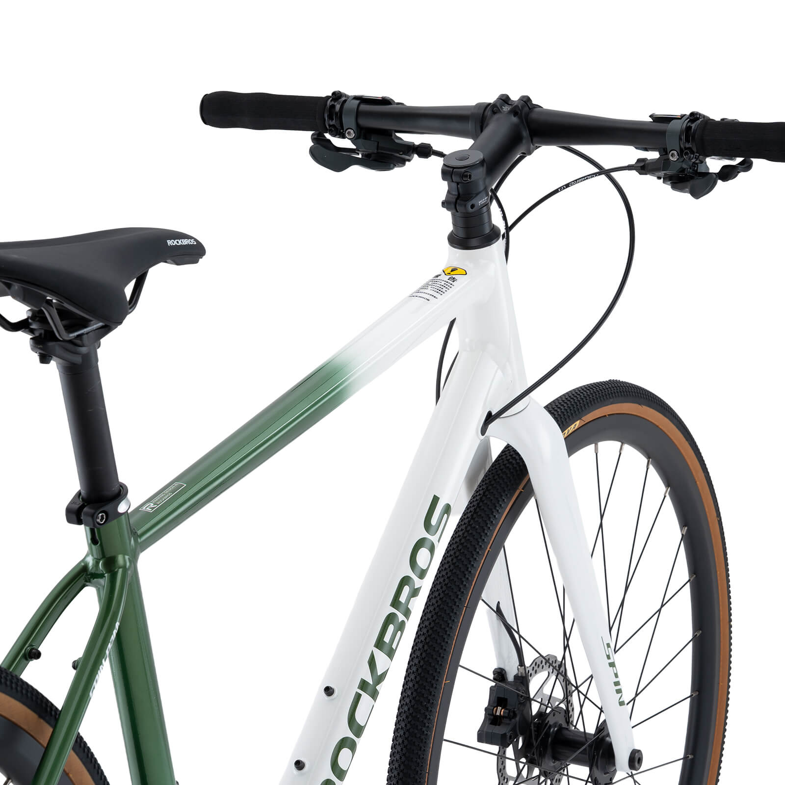 ROCKBROS SPINP2M flat bar road bike with lightweight aluminum frame and Shimano drivetrain for commuting and beginner riders
#Color_Green