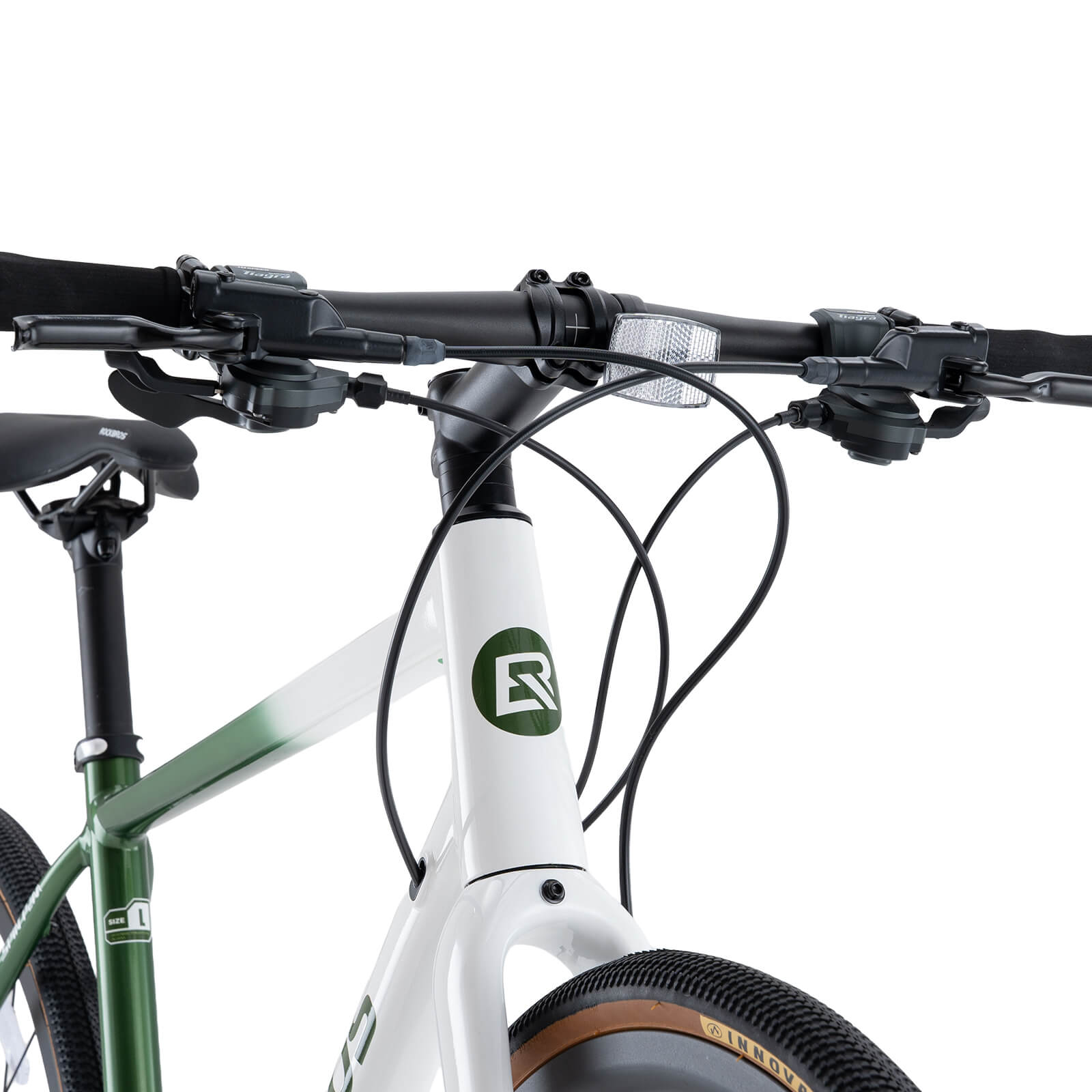 ROCKBROS SPINP2M flat bar road bike with lightweight aluminum frame and Shimano drivetrain for commuting and beginner riders
#Color_Green