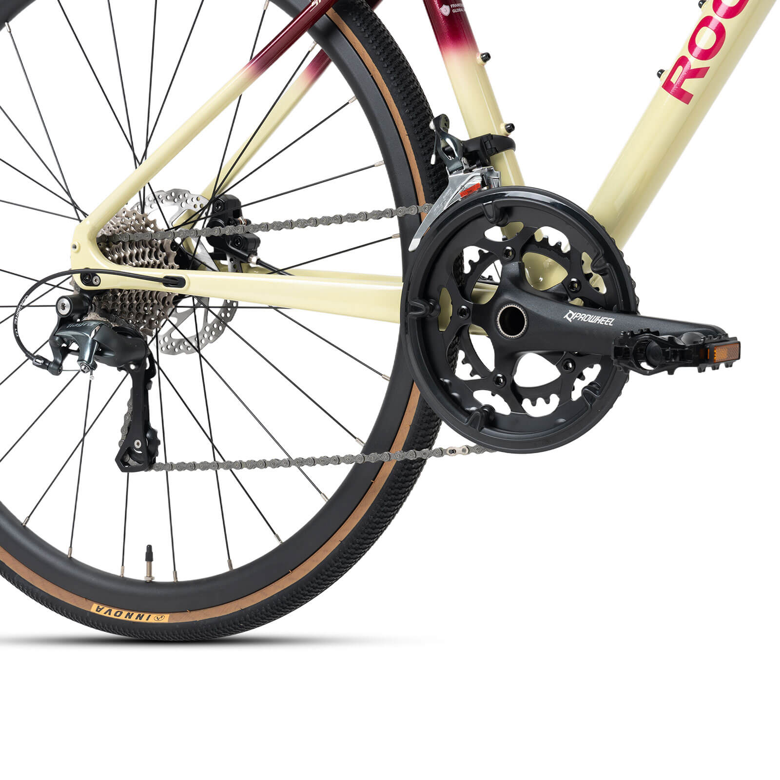 ROCKBROS SPINP2M flat bar road bike with lightweight aluminum frame and Shimano drivetrain for commuting and beginner riders
#Color_Red