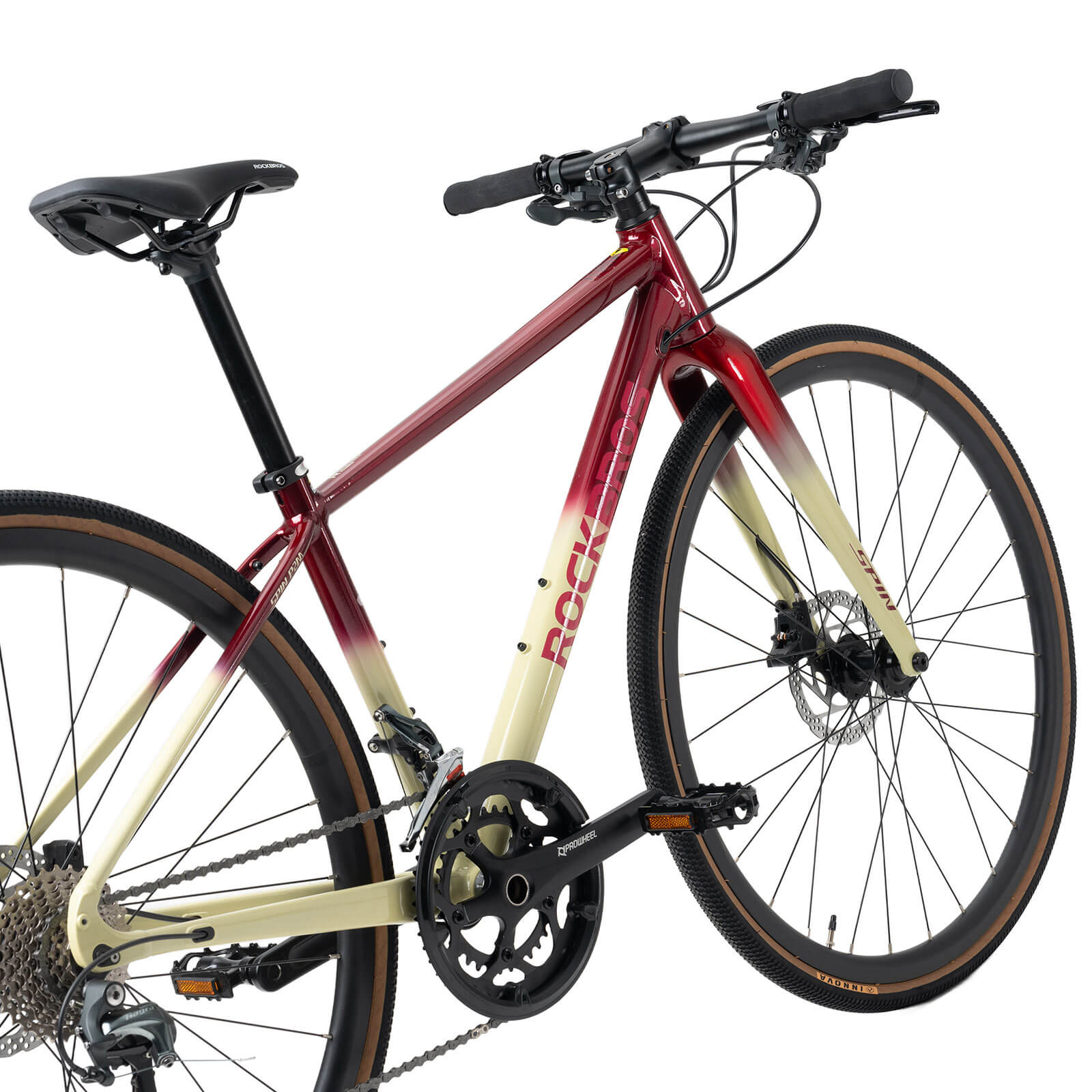 ROCKBROS SPINP2M flat bar road bike with lightweight aluminum frame and Shimano drivetrain for commuting and beginner riders
#Color_Red