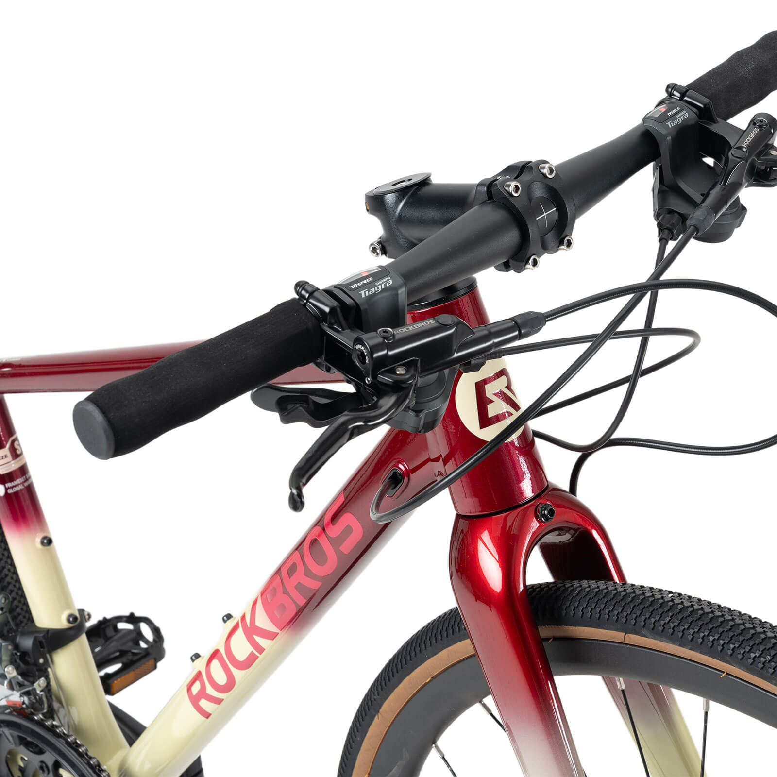 ROCKBROS SPINP2M flat bar road bike with lightweight aluminum frame and Shimano drivetrain for commuting and beginner riders
#Color_Red
