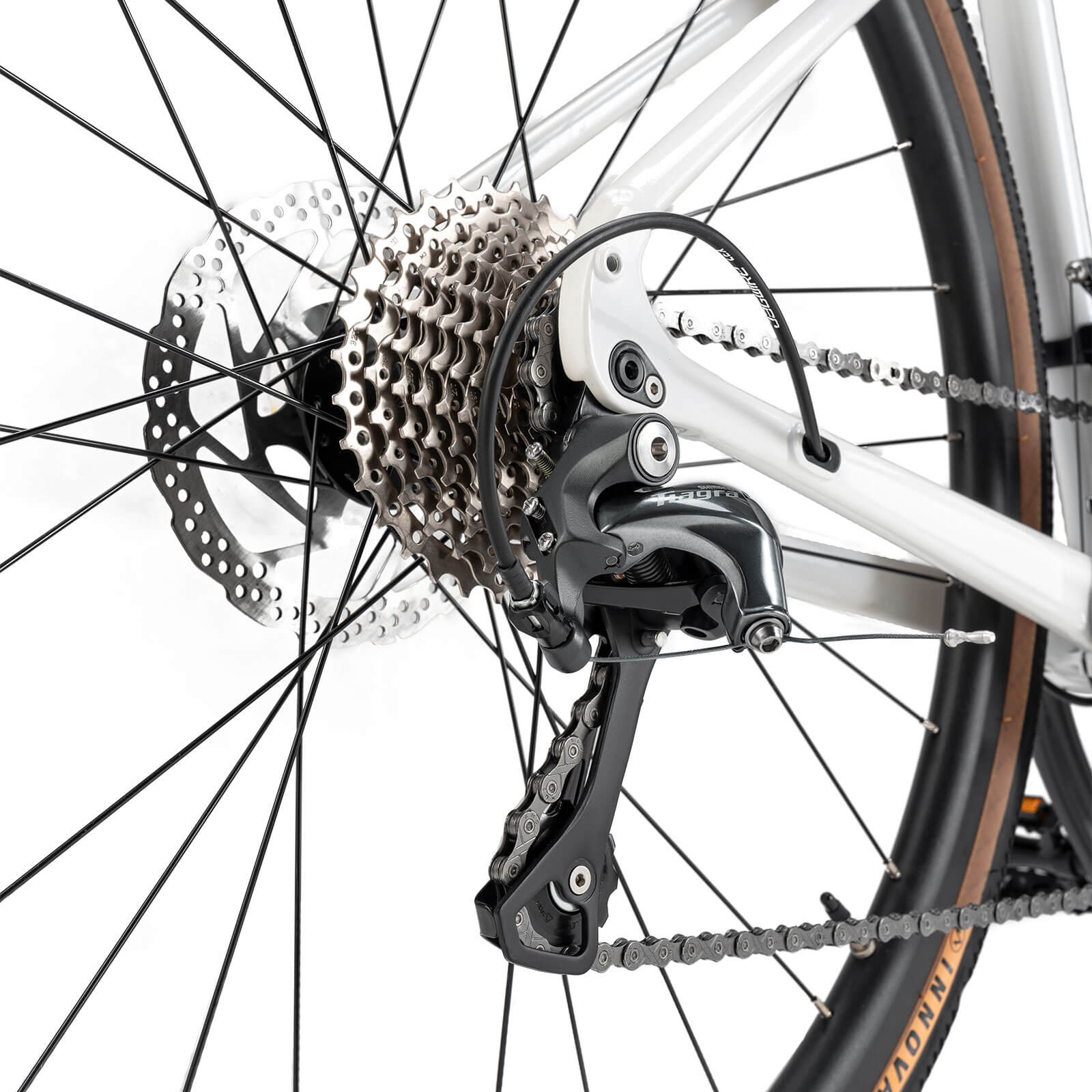 ROCKBROS SPINP2M flat bar road bike with lightweight aluminum frame and Shimano drivetrain for commuting and beginner riders
#Color_White