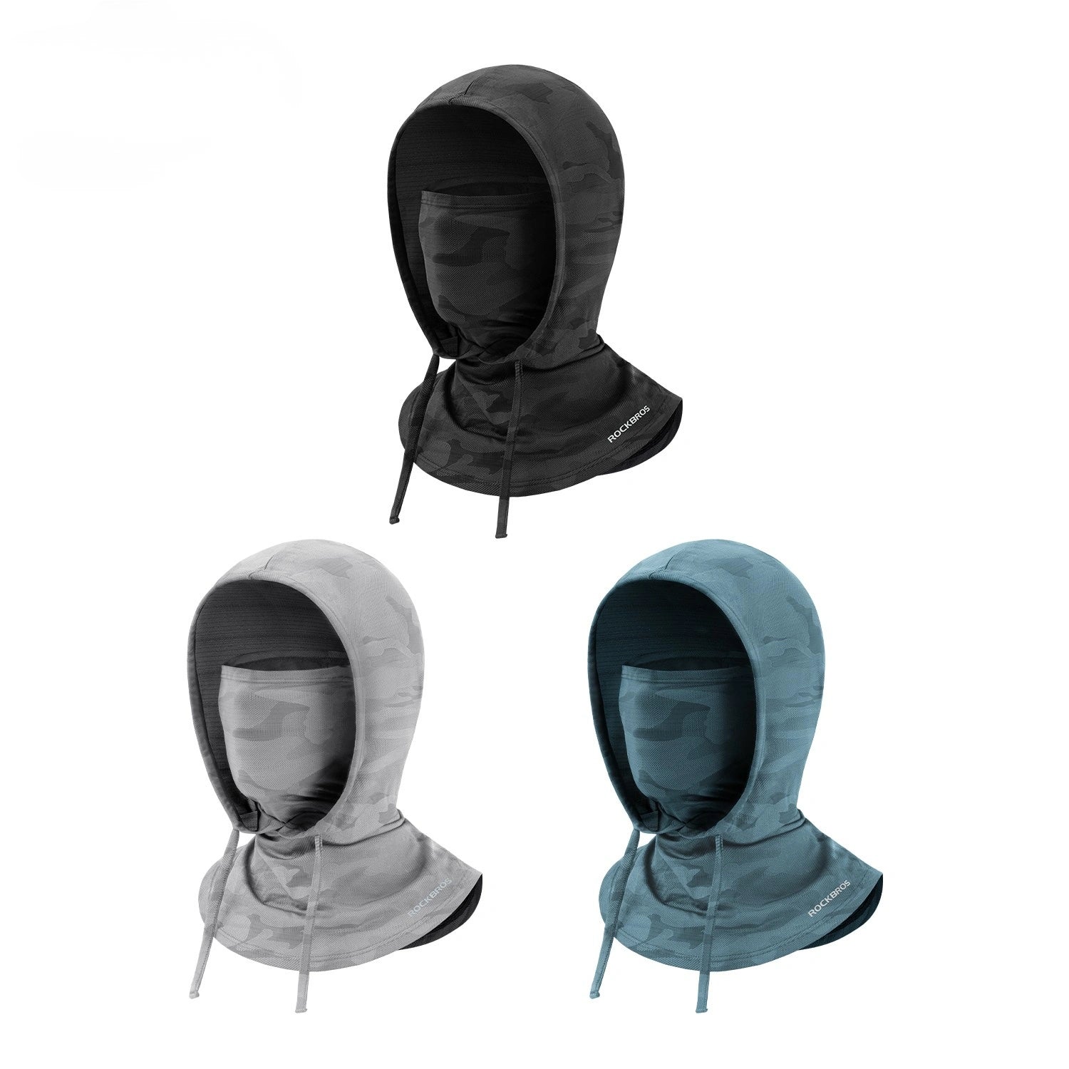 ROCKBROS Ice Silk Sun Protection Balaclava with Breathable Sweat-Wicking Fabric for Summer Cycling
#Color_3 Pack(Dark Black+Cloud Gray+Mist Blue)