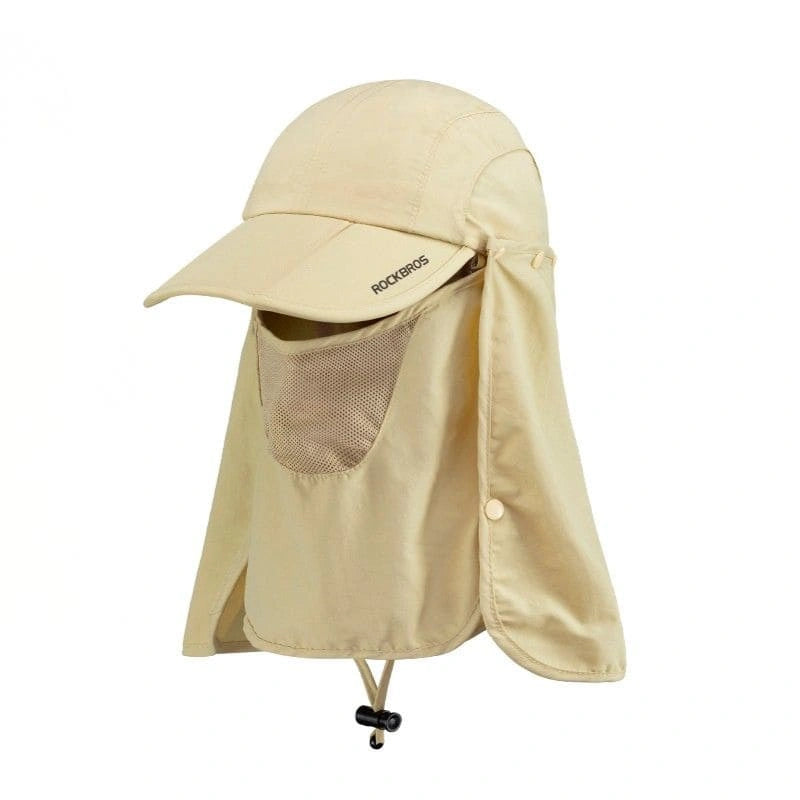 ROCKBROS Sun Protection Foldable Mesh Cycling Cap with Wide Brim, Breathable Fabric, and Adjustable Fit
#Color_Apricot