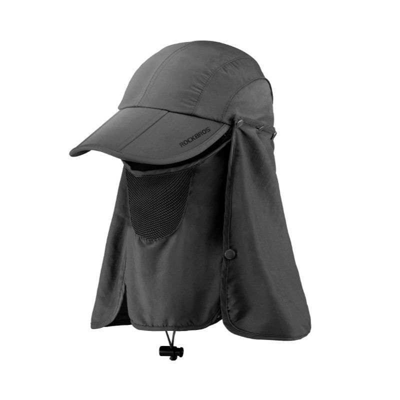 ROCKBROS Sun Protection Foldable Mesh Cycling Cap with Wide Brim, Breathable Fabric, and Adjustable Fit
#Color_Black