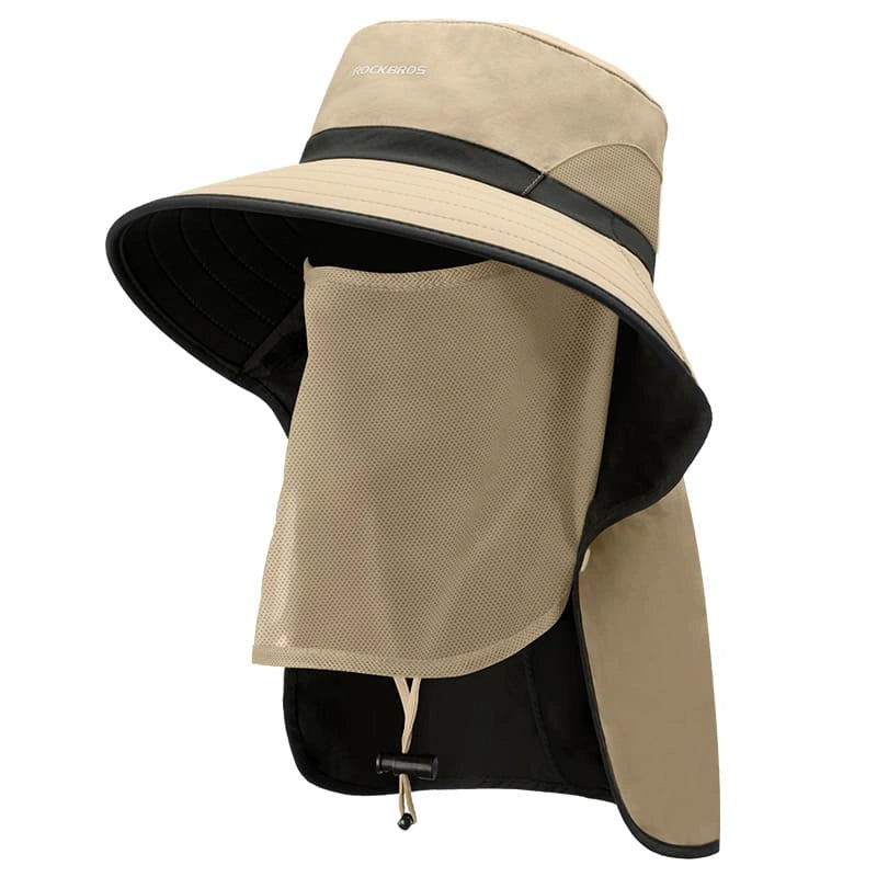ROCKBROS Sun Protection Hat with Face Cover, Neck Flap, and Wide Brim for Fishing, Hiking, Cycling, and Beach Trips
#Color_Apricot & Black