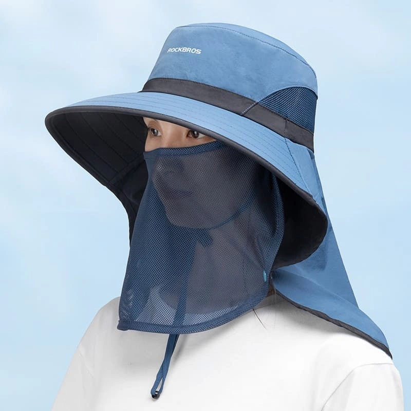 ROCKBROS Sun Protection Hat with Face Cover, Neck Flap, and Wide Brim for Fishing, Hiking, Cycling, and Beach Trips