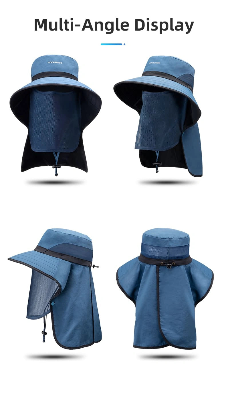 ROCKBROS Sun Protection Hat with Face Cover, Neck Flap, and Wide Brim for Fishing, Hiking, Cycling, and Beach Trips