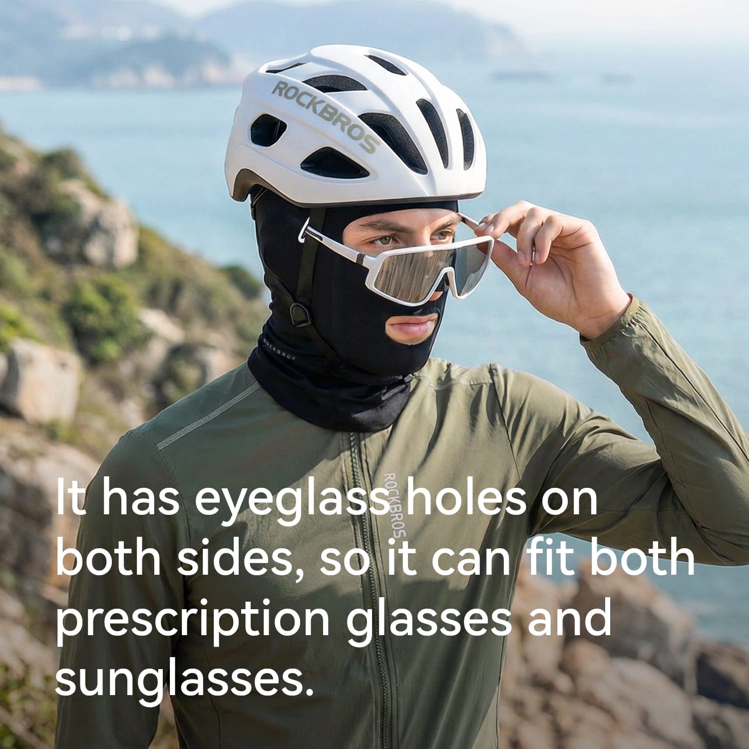 ROCKBROS Ice Silk Seamless Balaclava with UPF50+ Coverage and Breathable Openings for Summer Cycling