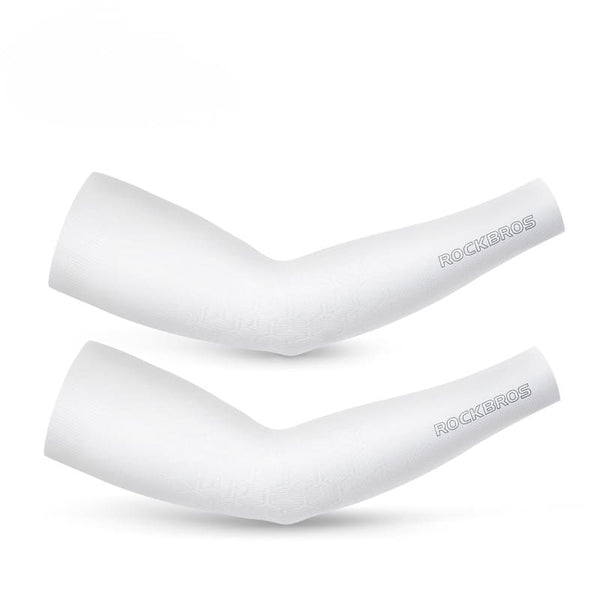 ROCKBROS Sun Protection Breathable Arm Sleeves with Elastic Fit for Cycling Running and Outdoor Sports
#Color_White