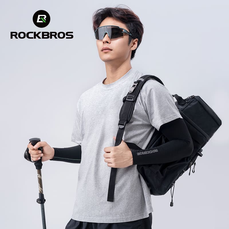 ROCKBROS Sun Protection Breathable Arm Sleeves with Elastic Fit for Cycling Running and Outdoor Sports

