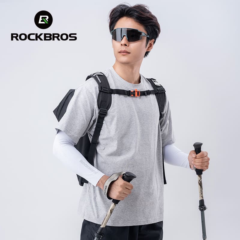 ROCKBROS Sun Protection Breathable Arm Sleeves with Elastic Fit for Cycling Running and Outdoor Sports
