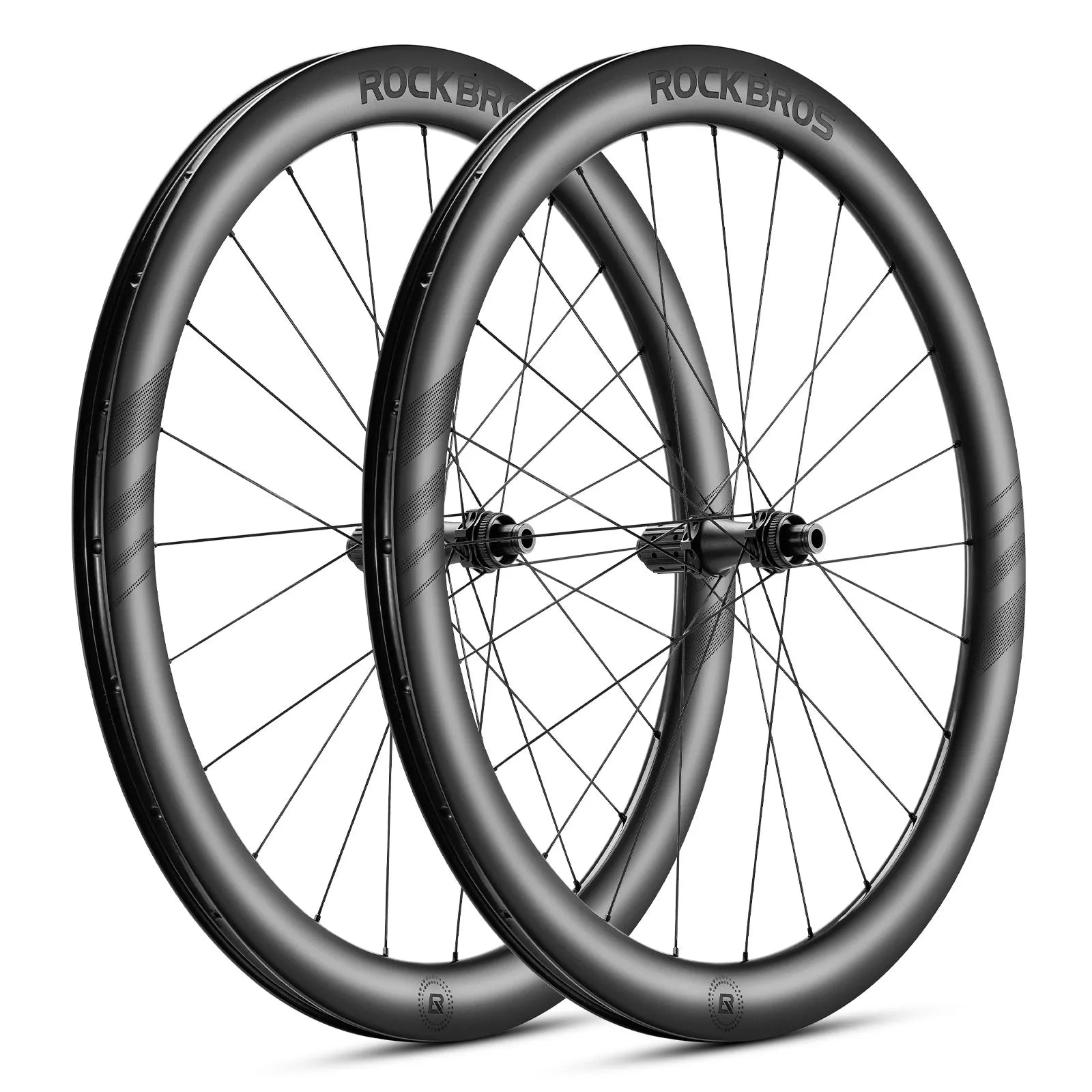 ROCKBROS T700 carbon road bike wheelset with 50mm deep-section rims and 28mm wide profile
#Color_Black