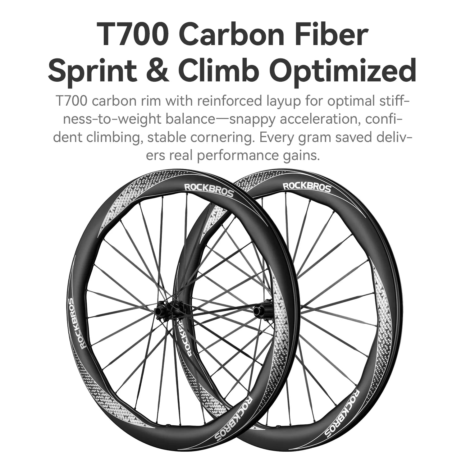 700C Carbon Fiber Wave Rim Road Bike Wheelset