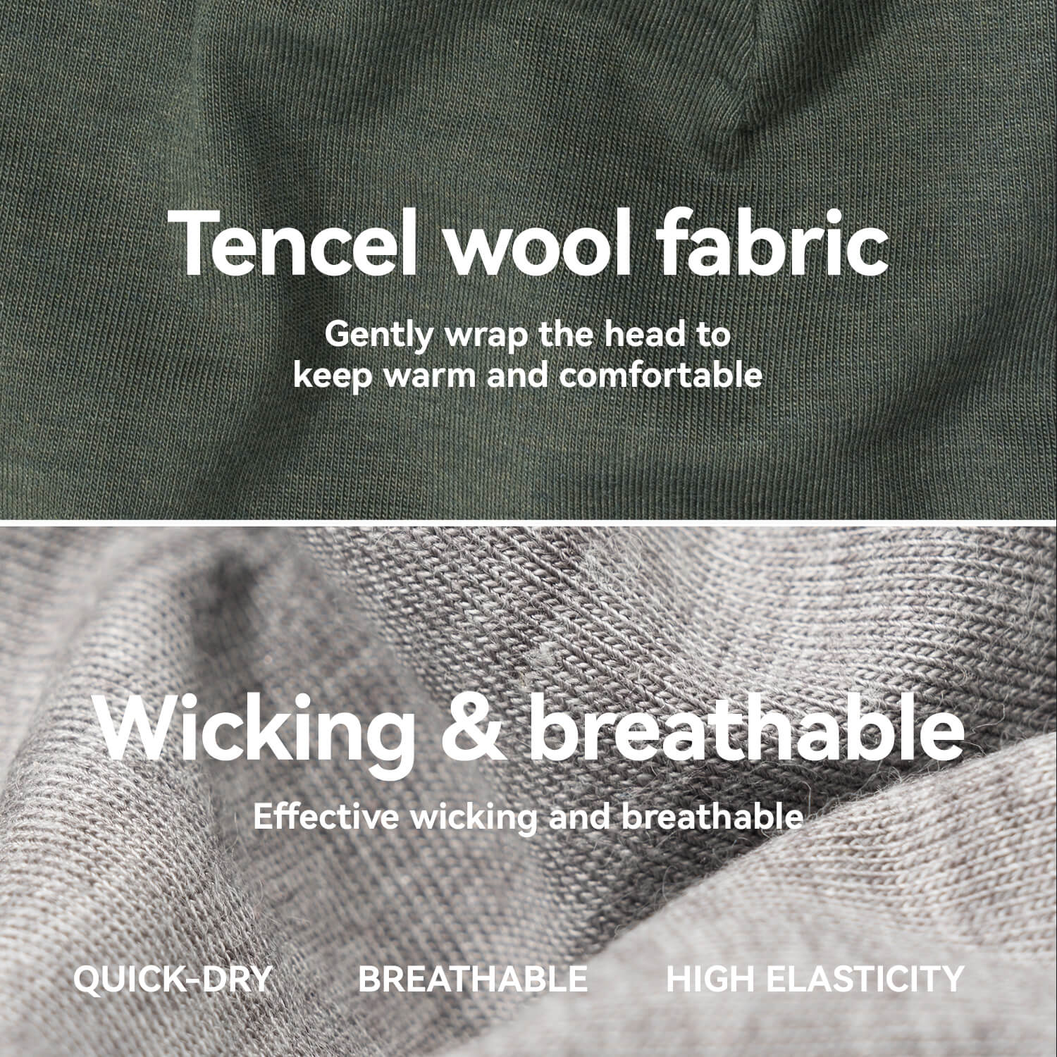 Close-up of Tencel Merino Wool fabric showing soft, breathable, and moisture-wicking texture.