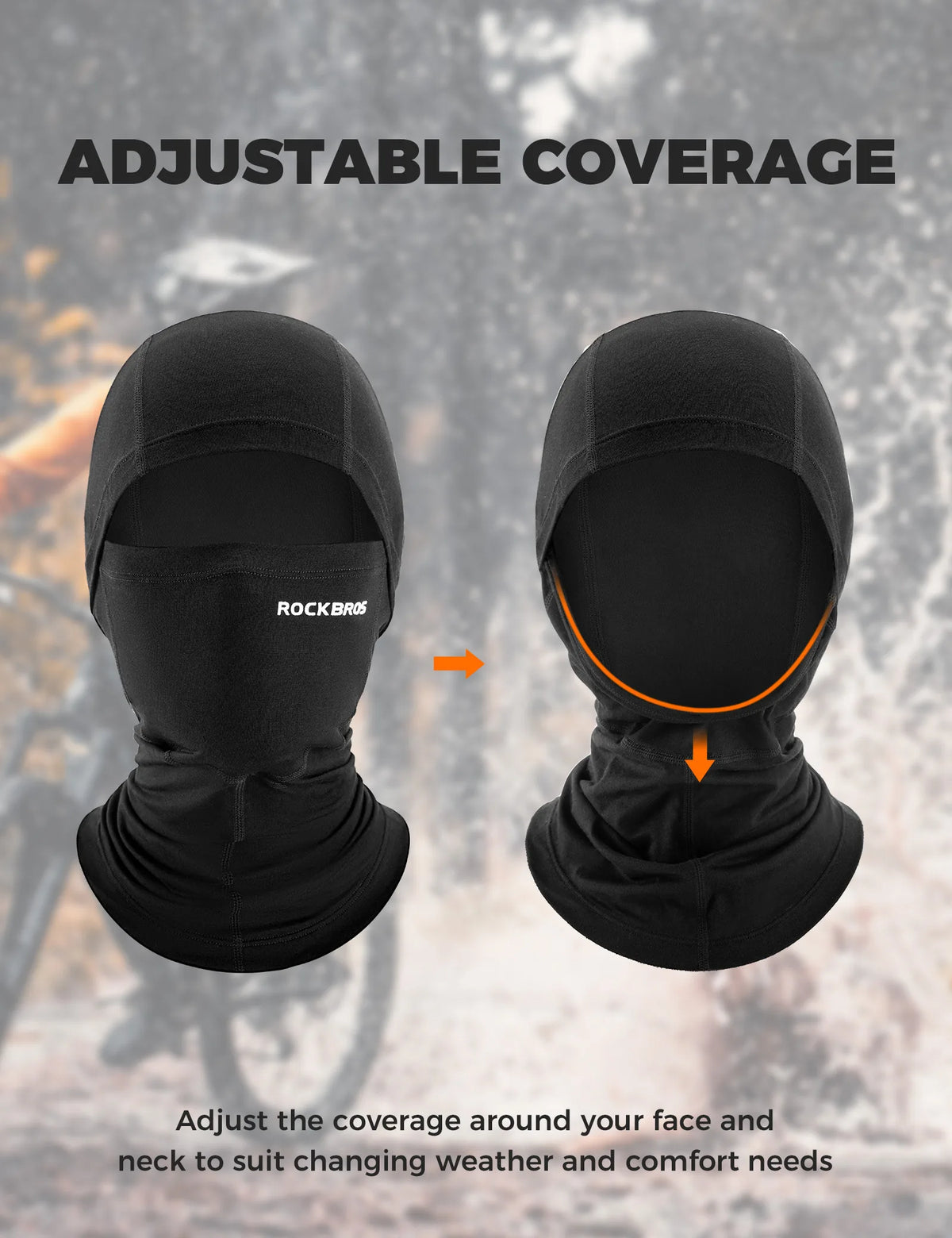 ROCKBROS Tencel and wool blend windproof balaclava for outdoor activities