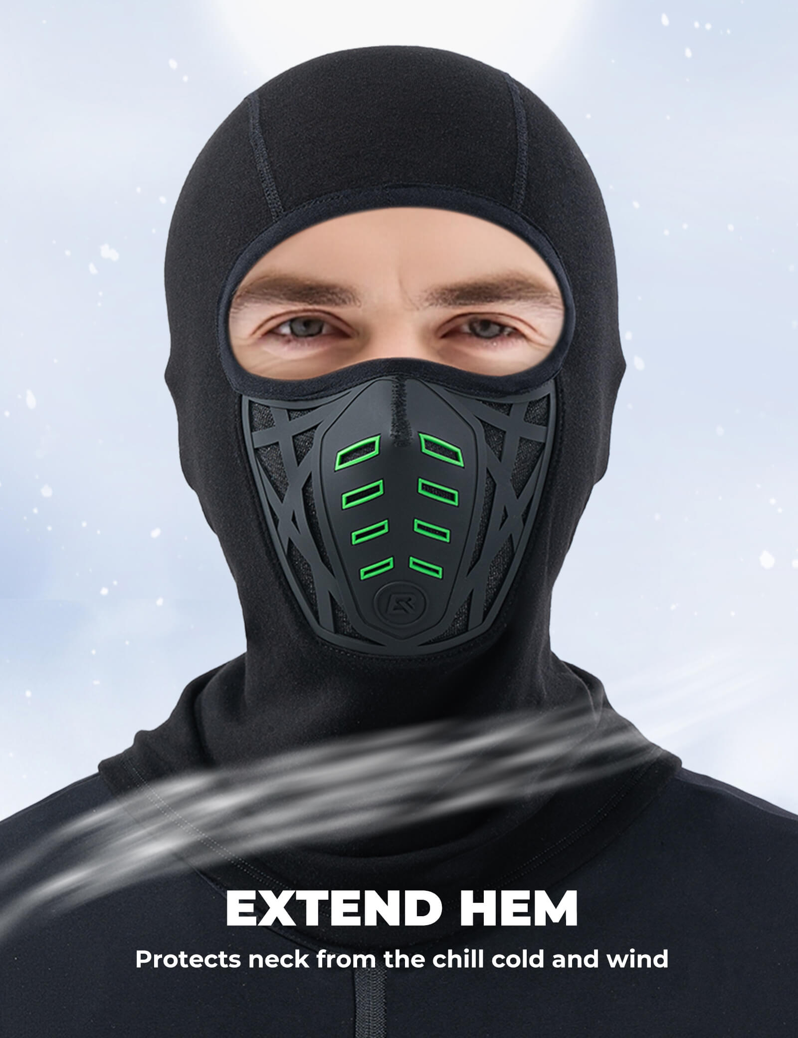 ROCKBROS Balaclava Ski Mask Thermal Windproof 3D Design Face Mask for Winter Cycling and Skiing