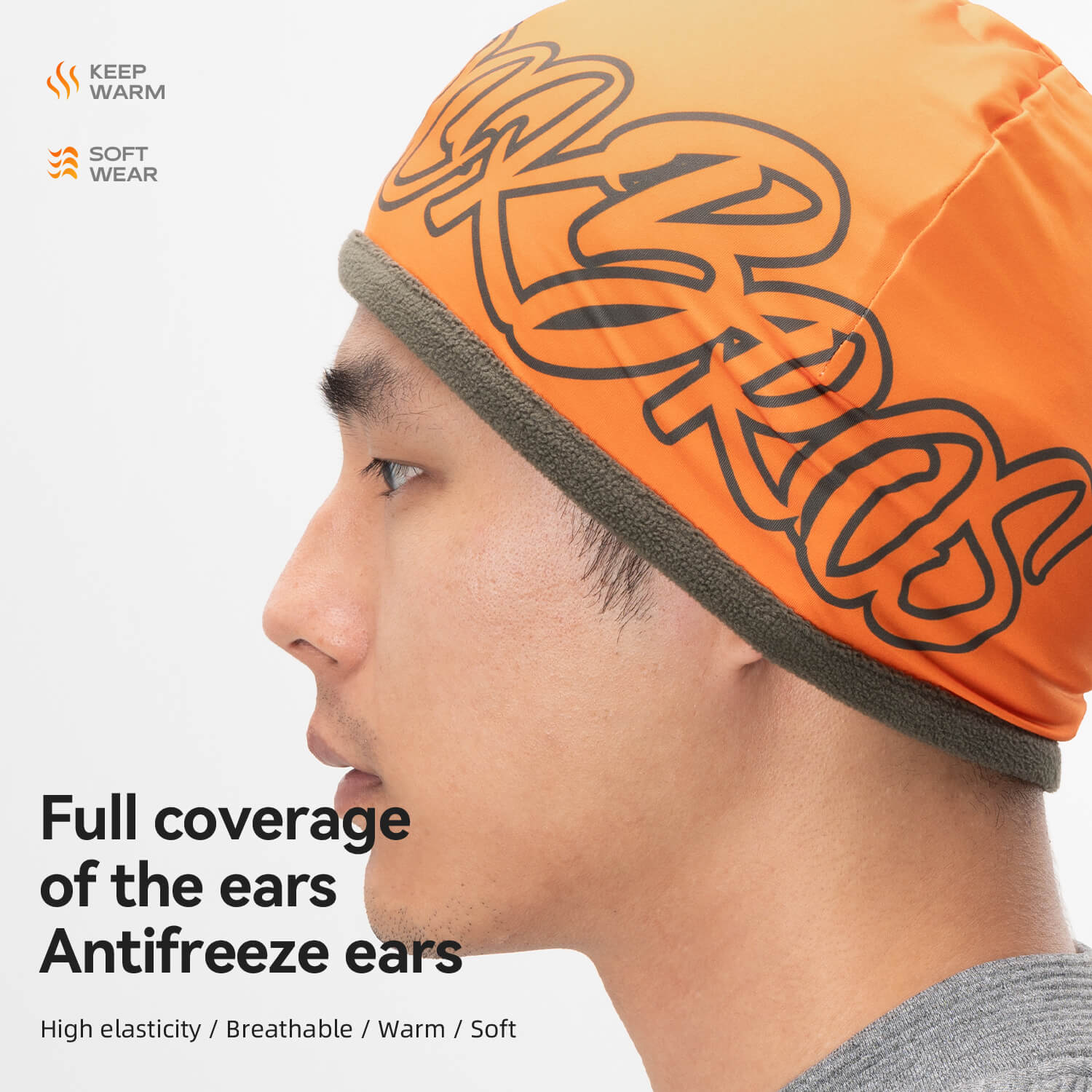ROCKBROS double-sided reversible cycling beanie showing both fleece and milk silk layers