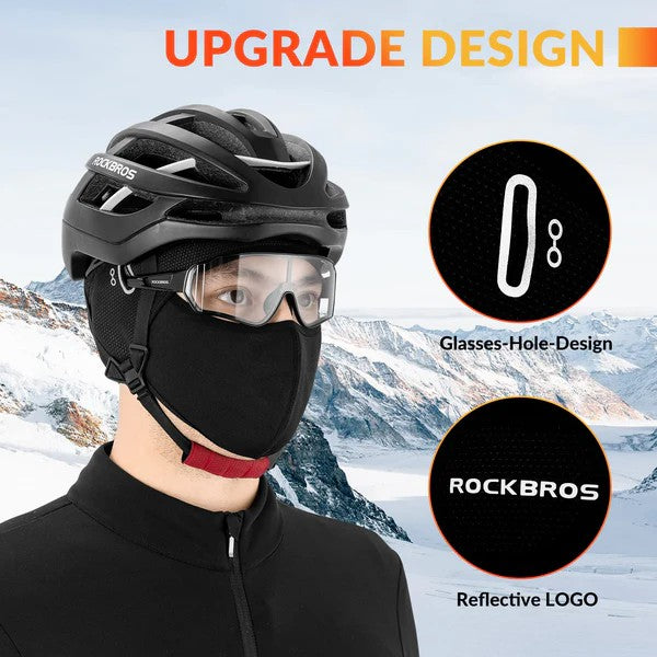 ROCKBROS Thermal Cycling Skull Cap Helmet Liner with Glasses Holes for Winter Cycling, Warm Fleece