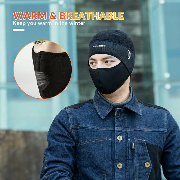 ROCKBROS Thermal Cycling Skull Cap Helmet Liner with Glasses Holes for Winter Cycling, Warm Fleece