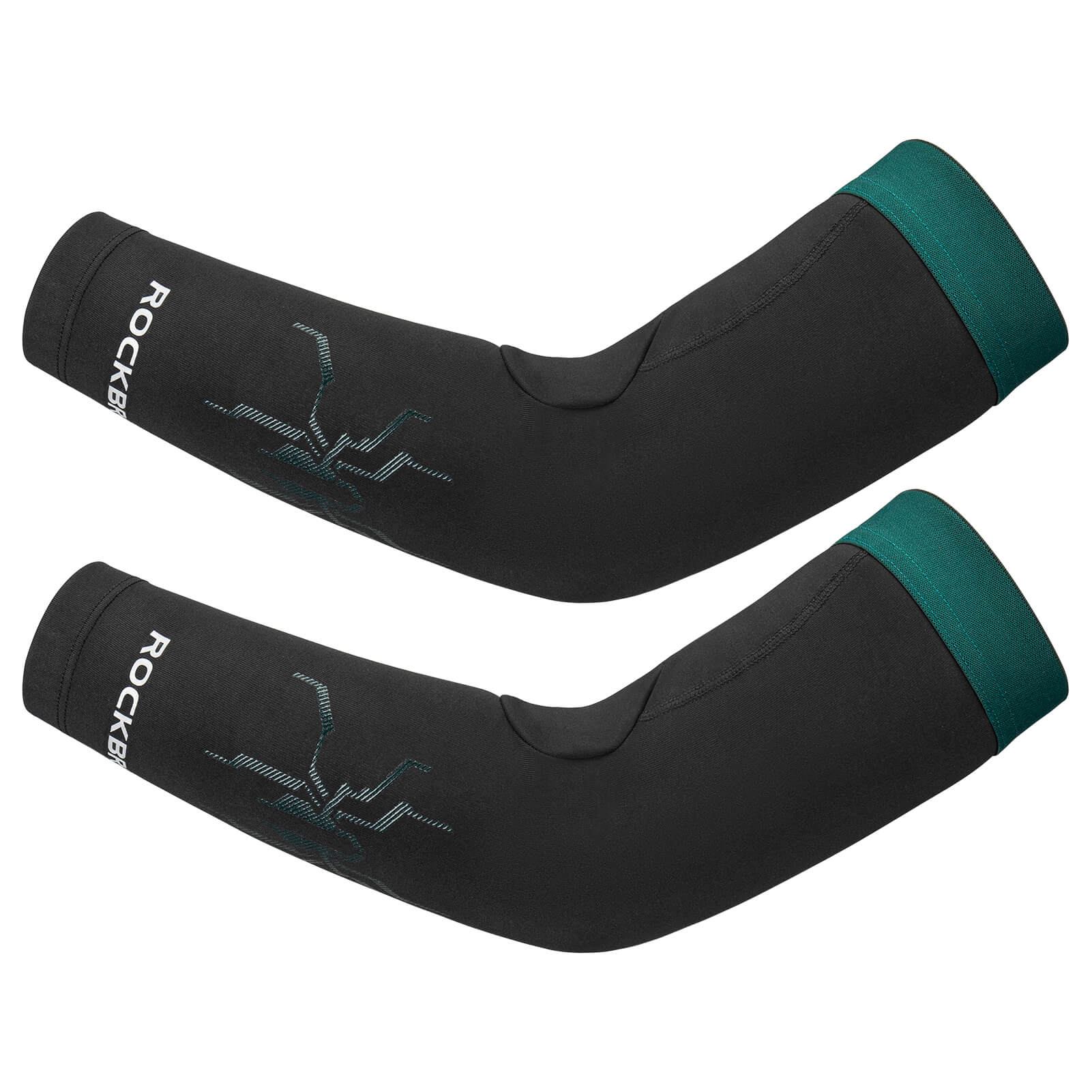 ROCKBROS thermal fleece arm warmers for cycling, running, and outdoor sports in cold weather
#Color_Black Green