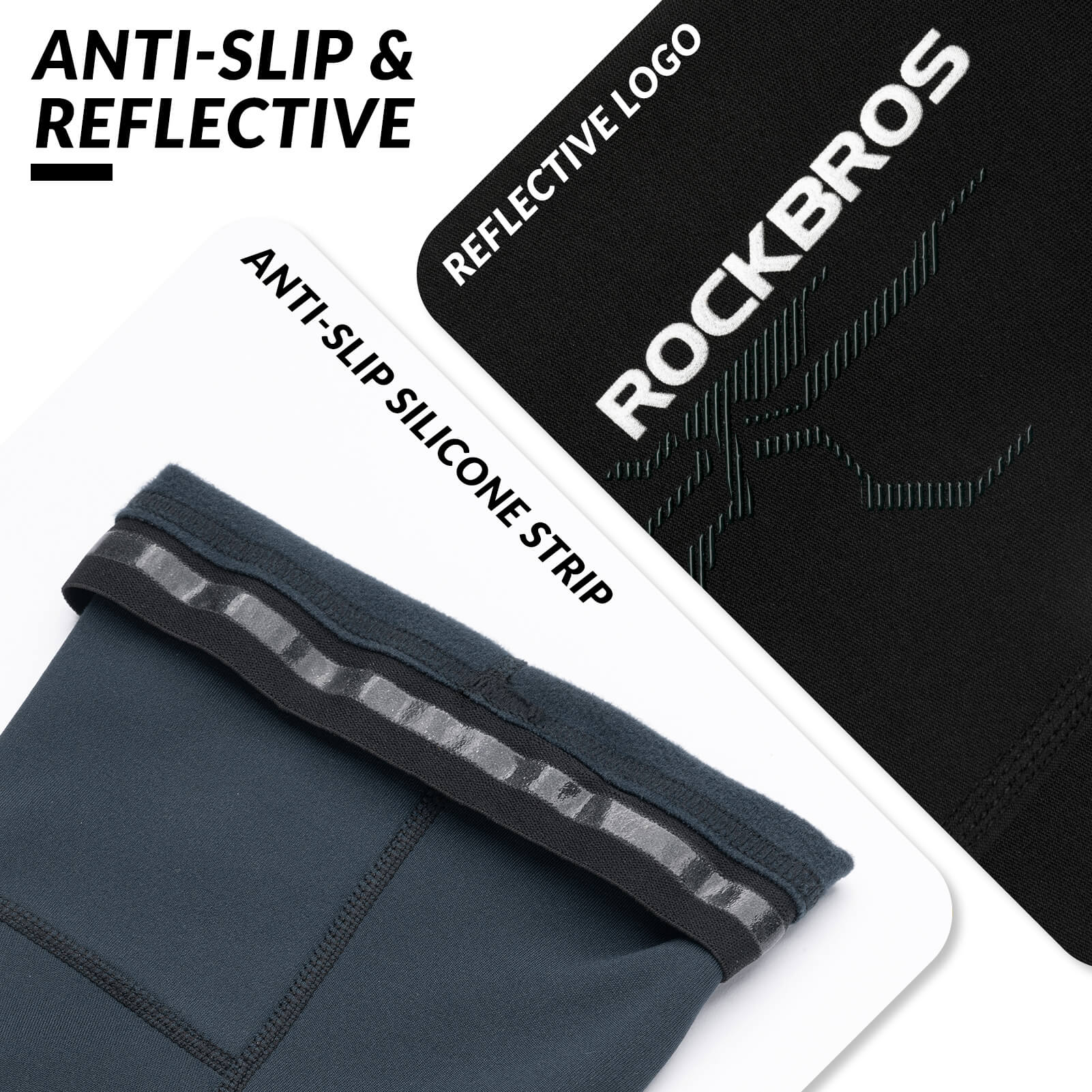 ROCKBROS thermal fleece arm warmers for cycling, running, and outdoor sports in cold weather
#Color_Blue Black