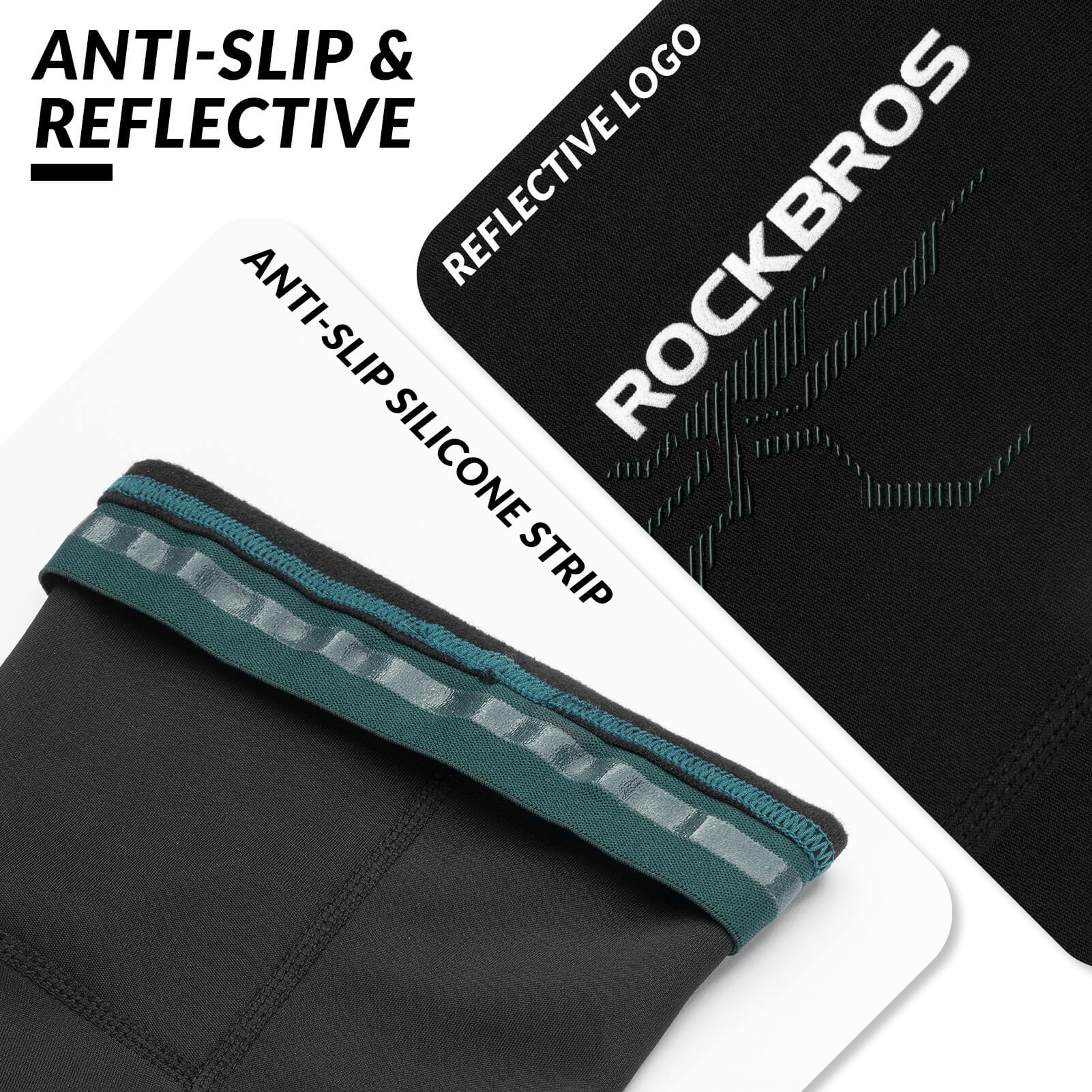 ROCKBROS thermal fleece arm warmers for cycling, running, and outdoor sports in cold weather
#Color_Black Green