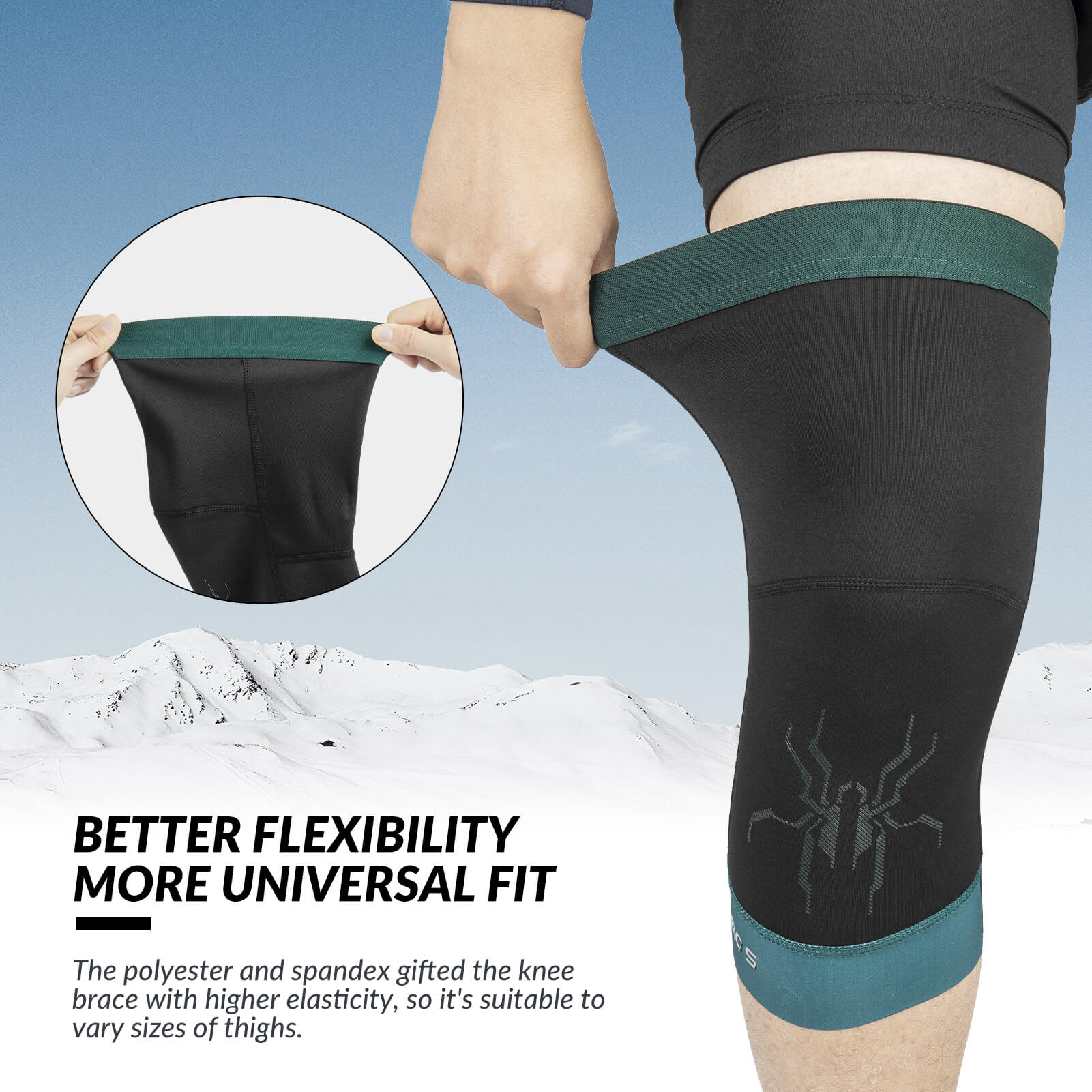 ROCKBROS Thermal Knee Warmers for cycling, running, hiking, and outdoor sports
#Color_Black Green