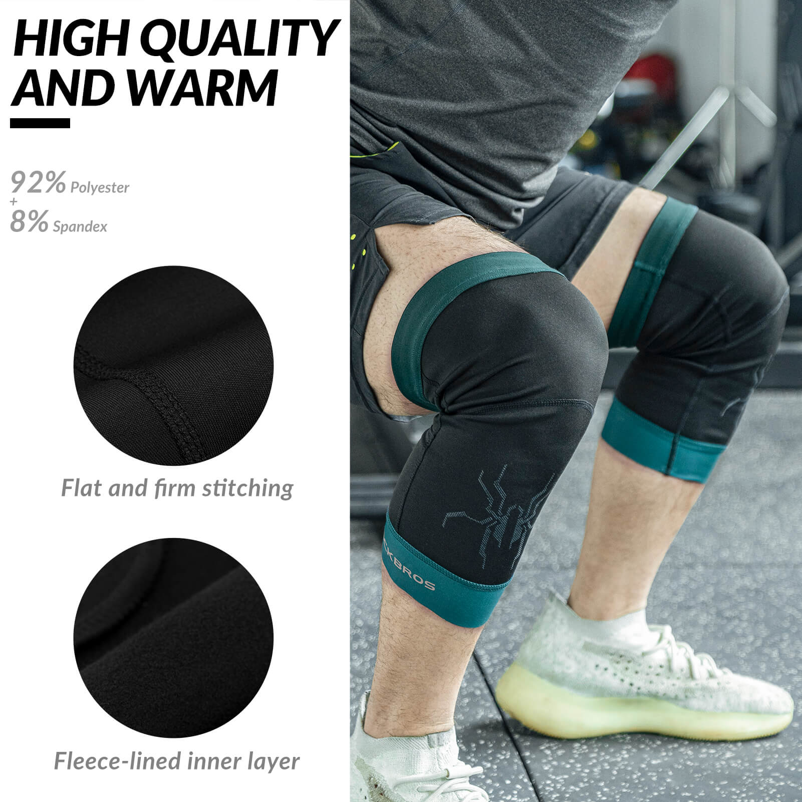 ROCKBROS Thermal Knee Warmers for cycling, running, hiking, and outdoor sports
#Color_Black Green