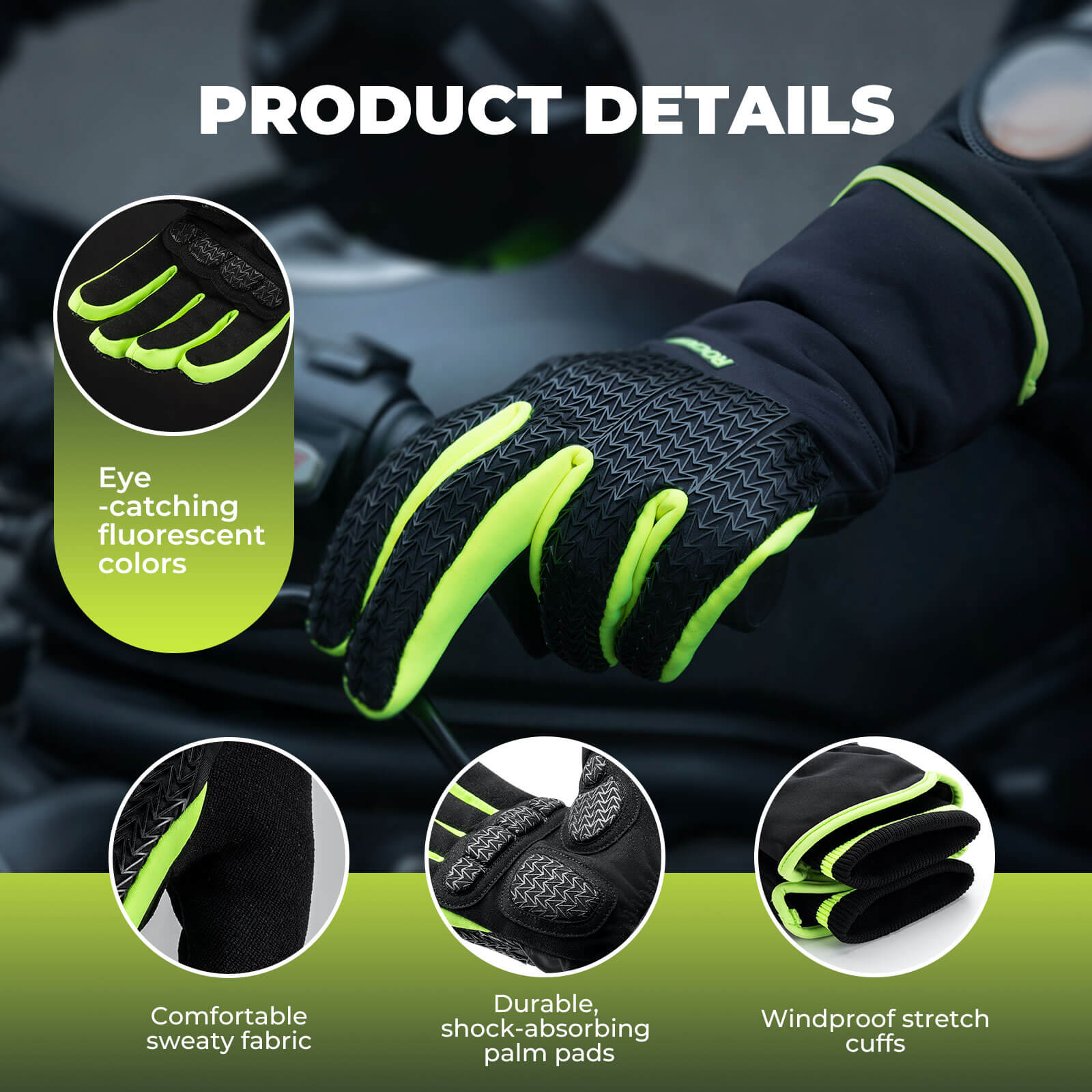 ROCKBROS thermal touchscreen winter cycling gloves, warm, windproof, non-slip gloves for outdoor activities