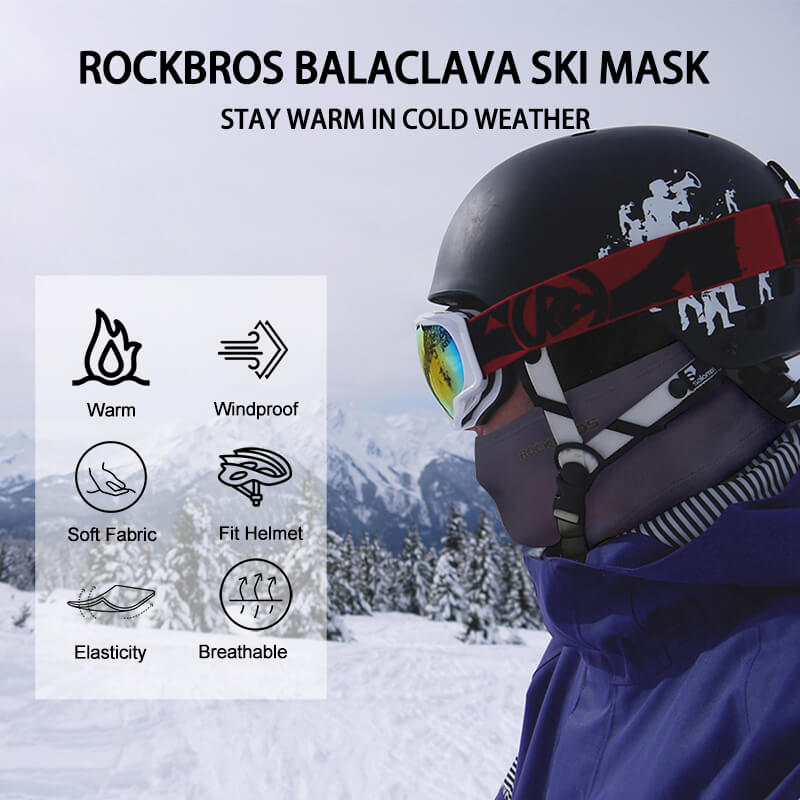 ROCKBROS cement gray thermal windproof balaclava ski mask for winter cycling and outdoor sports
#Color_Cement gray