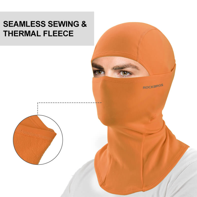 ROCKBROS orange thermal windproof balaclava ski mask for winter cycling and outdoor sports
#Color_Orange