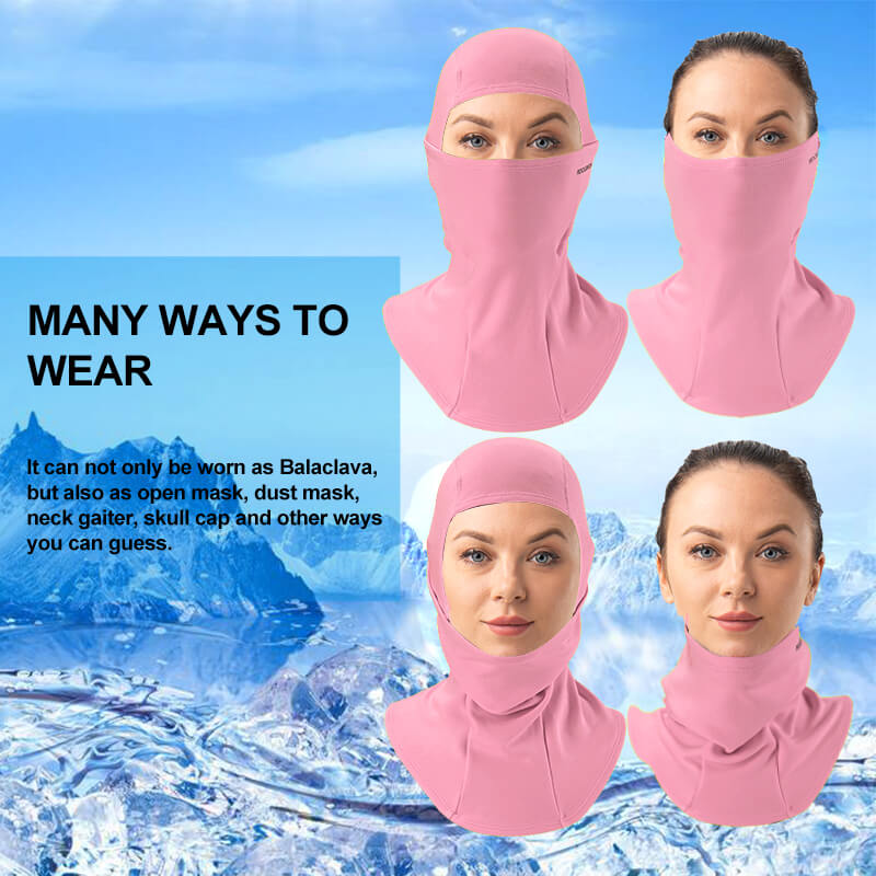 ROCKBROS pink thermal windproof balaclava ski mask for winter cycling and outdoor sports
#Color_Pink