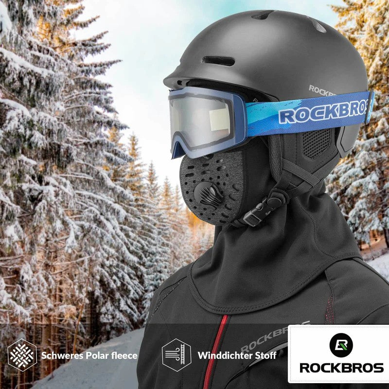 ROCKBROS Thermal Winter Balaclava with Integrated Breathing Mask and Filter for Cold Weather Protection