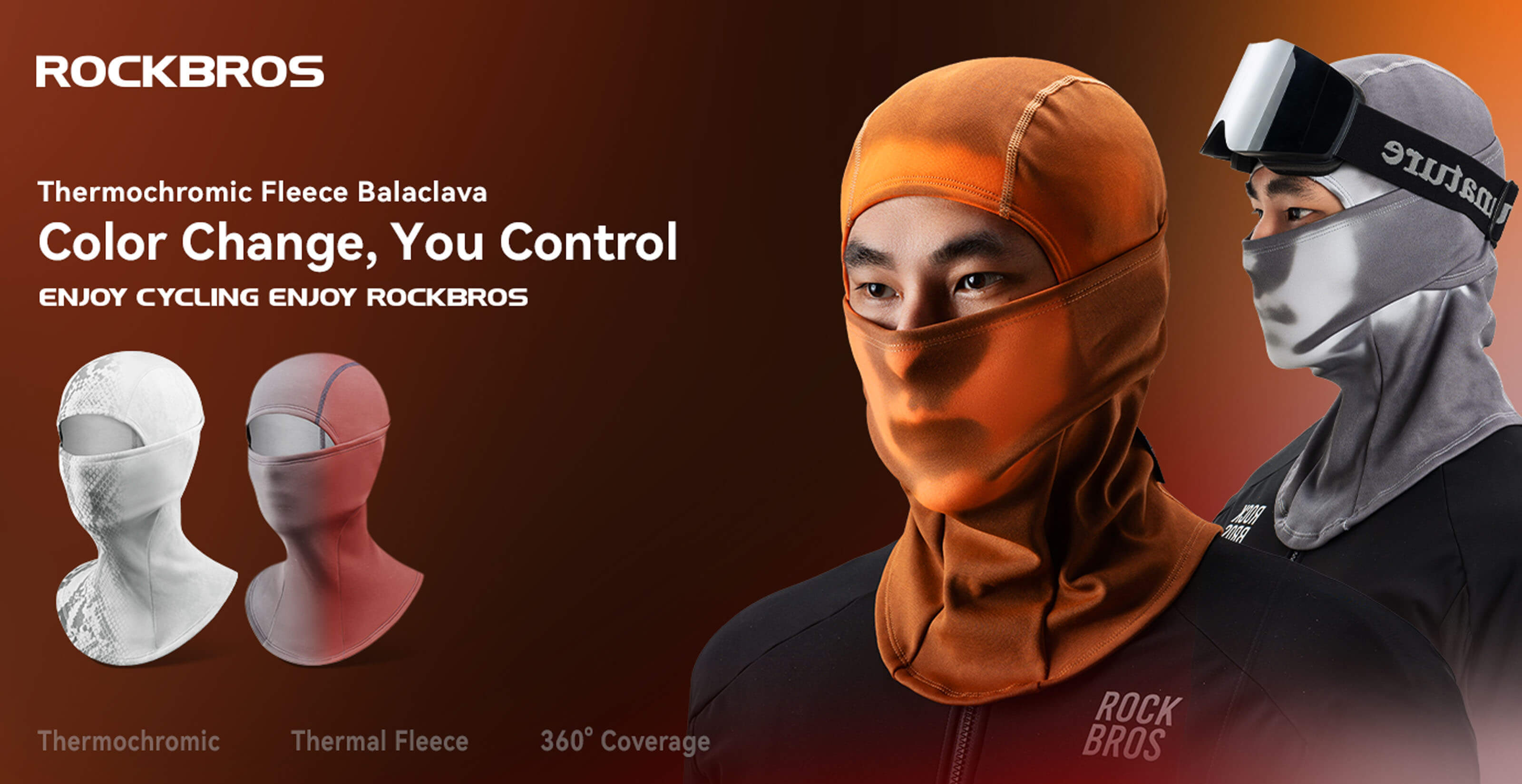 ROCKBROS Thermochromic Fleece Balaclava for Winter Cycling and Outdoor Riding