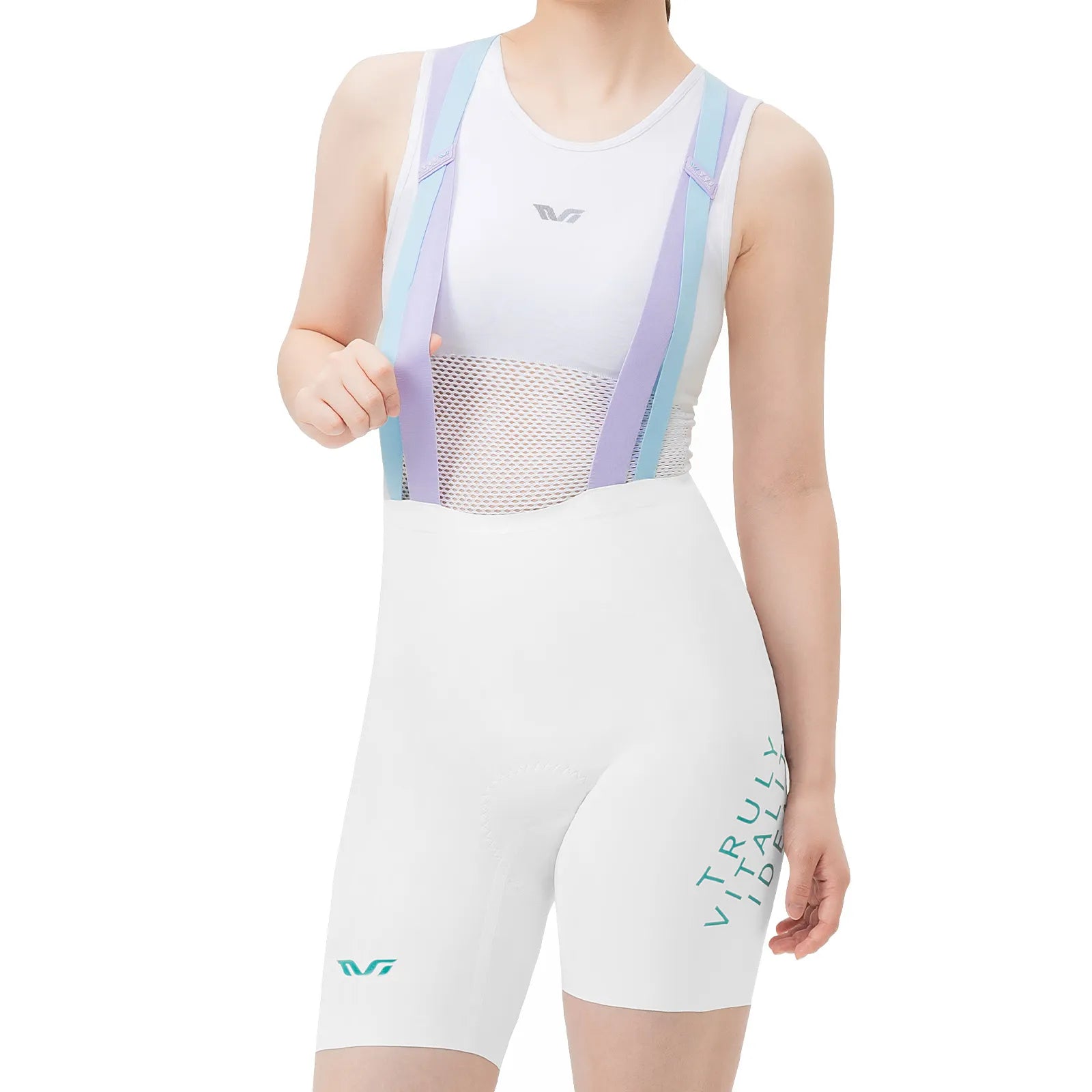 ROCKBROS TVI one-piece cycling bib shorts with ergonomic padding and seamless fit for long-distance road cycling
#Color_White