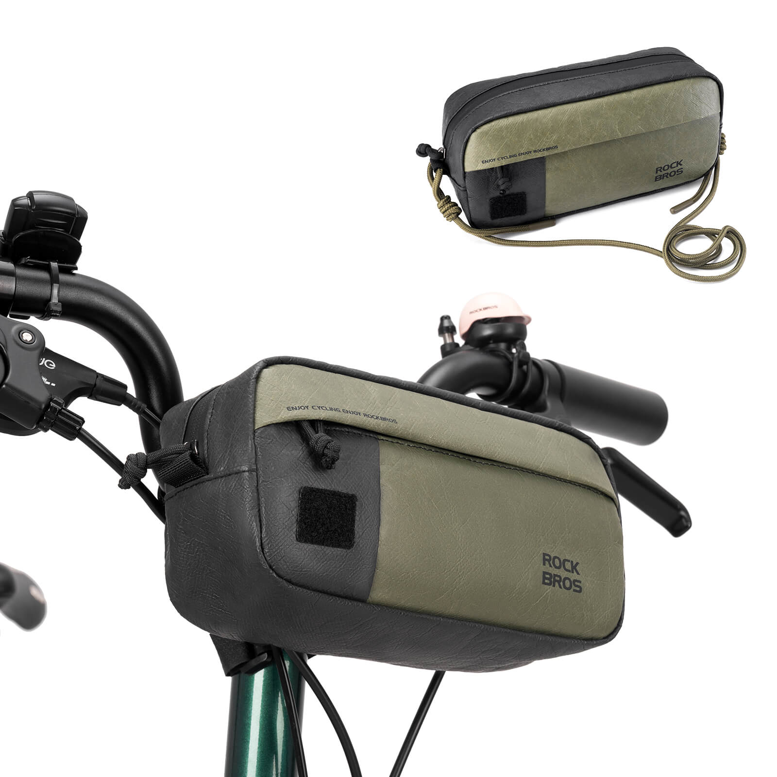 ROCKBROS Tyvek® Bike Handlebar Bag with Shoulder Strap, 1.5L, lightweight, water-resistant, eco-friendly cycling bag
