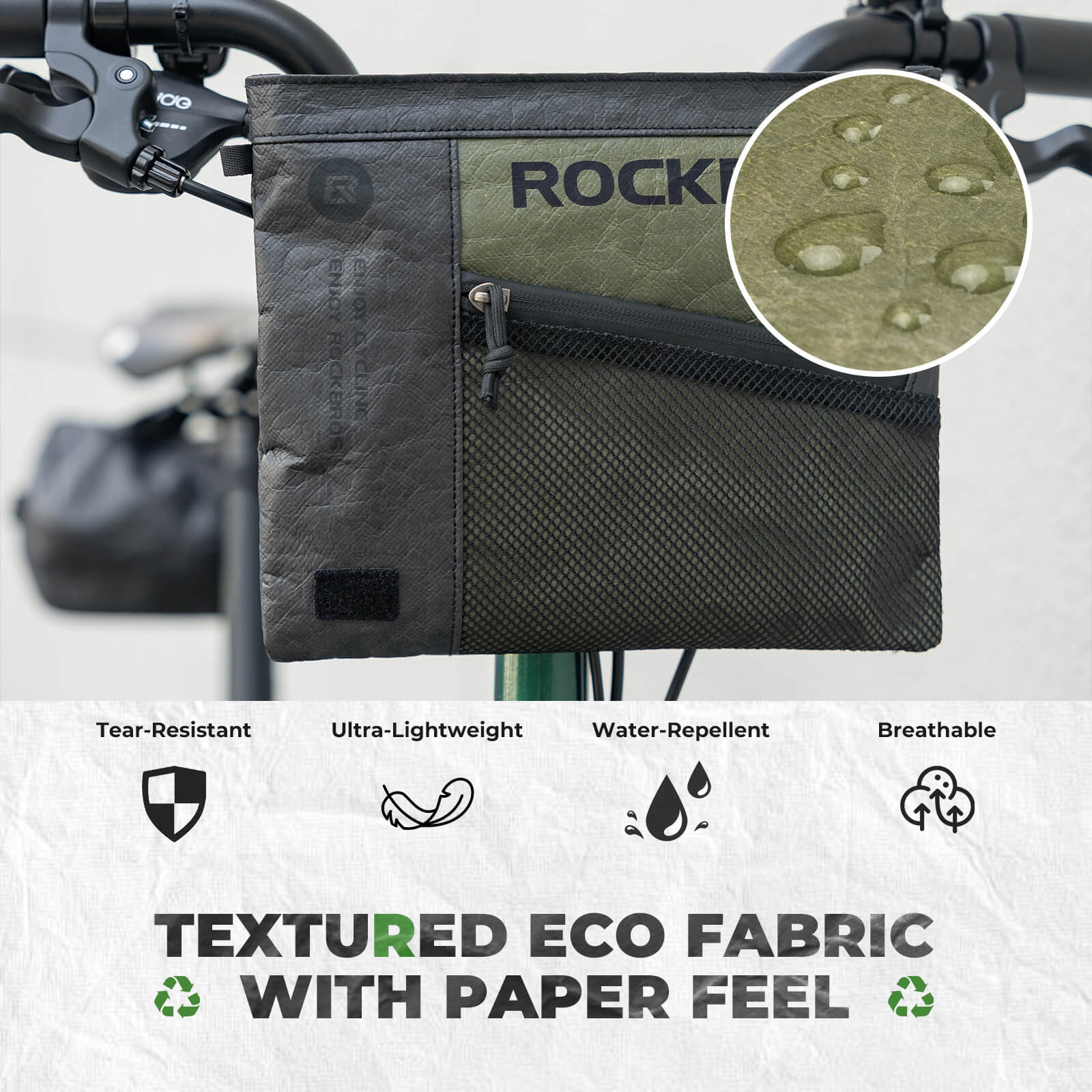 ROCKBROS Tyvek 2-in-1 bike handlebar bag and shoulder bag, 1.5L waterproof lightweight cycling bag