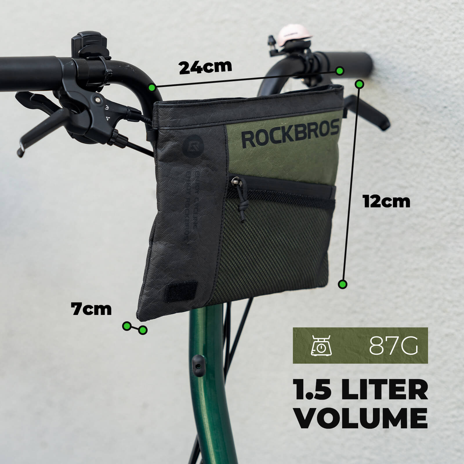 ROCKBROS Tyvek 2-in-1 bike handlebar bag and shoulder bag, 1.5L waterproof lightweight cycling bag