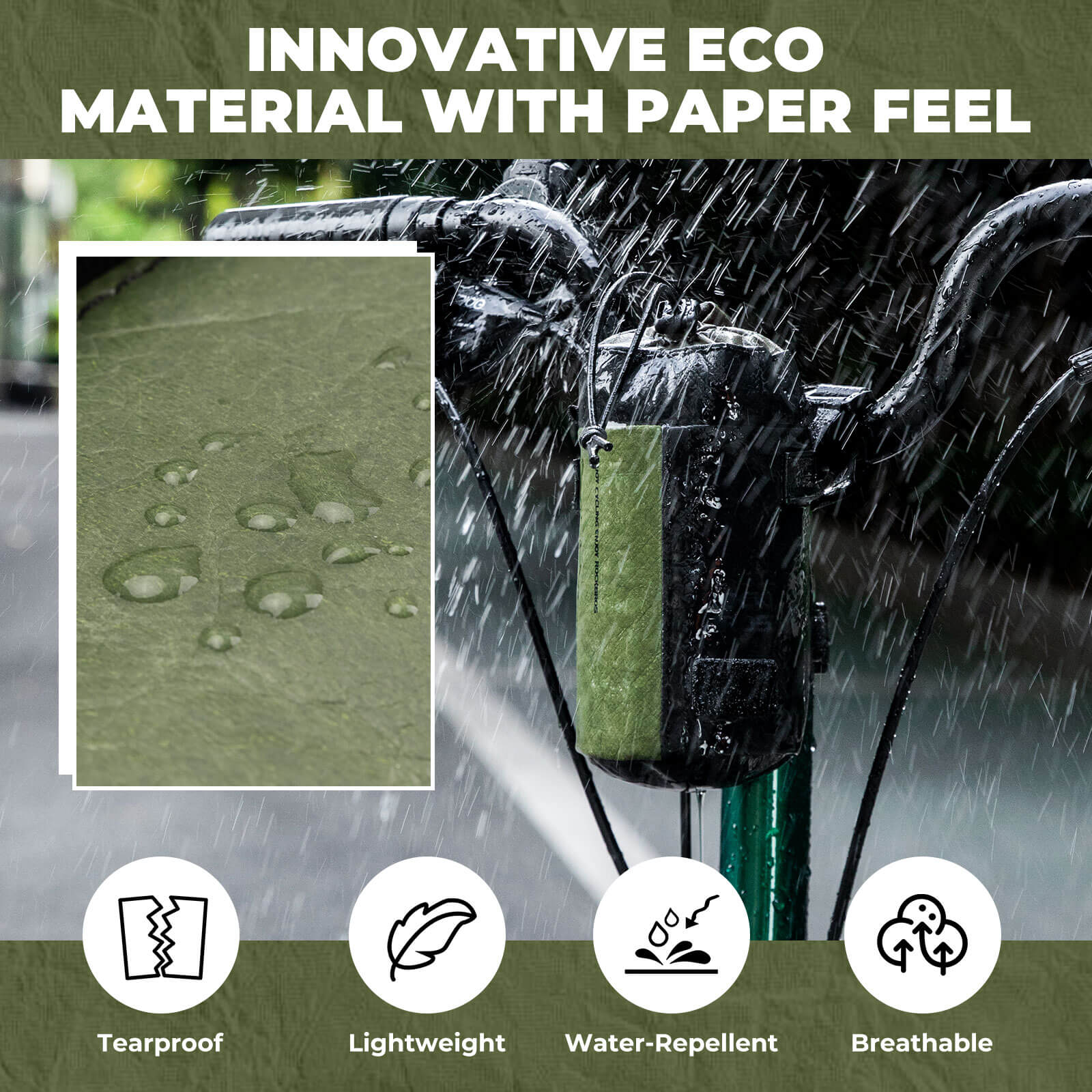 ROCKBROS Tyvek® bike water bottle bag 0.7L, eco-friendly and water-resistant