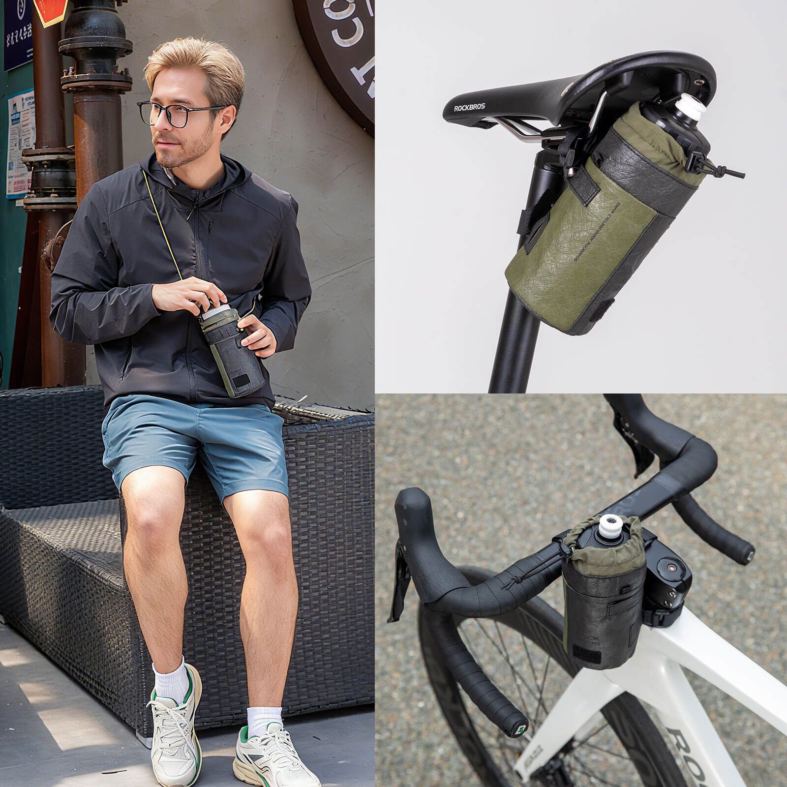 ROCKBROS Tyvek® bike water bottle bag 0.7L, eco-friendly and water-resistant