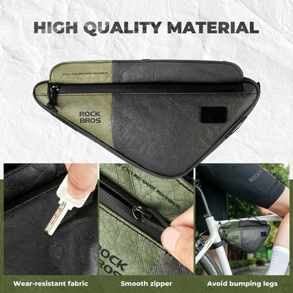 ROCKBROS Tyvek® Triangle Bike Frame Bag with Shoulder Strap, 0.7L, lightweight, water-resistant.