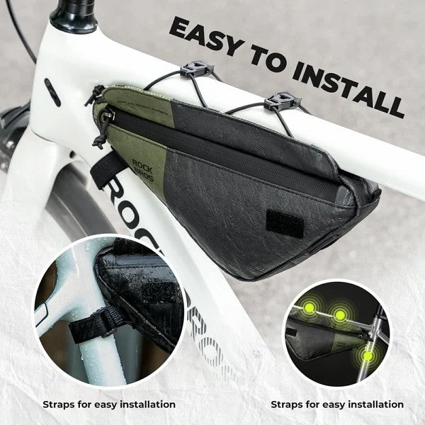 ROCKBROS Tyvek® Triangle Bike Frame Bag with Shoulder Strap, 0.7L, lightweight, water-resistant.