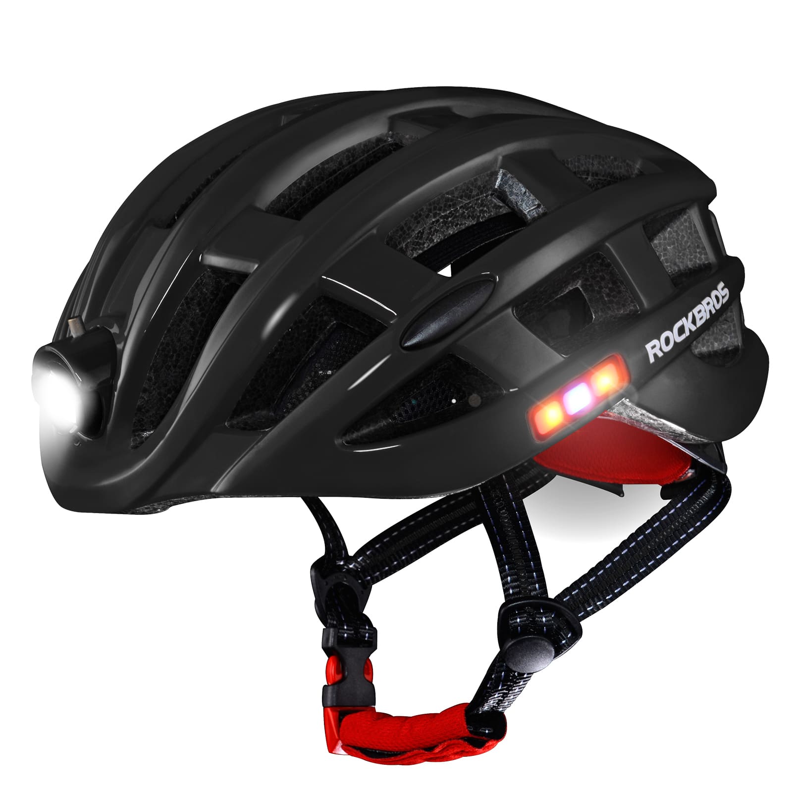 ROCKBROS ultra light smart bike helmet with LED safety light
#Color_Black