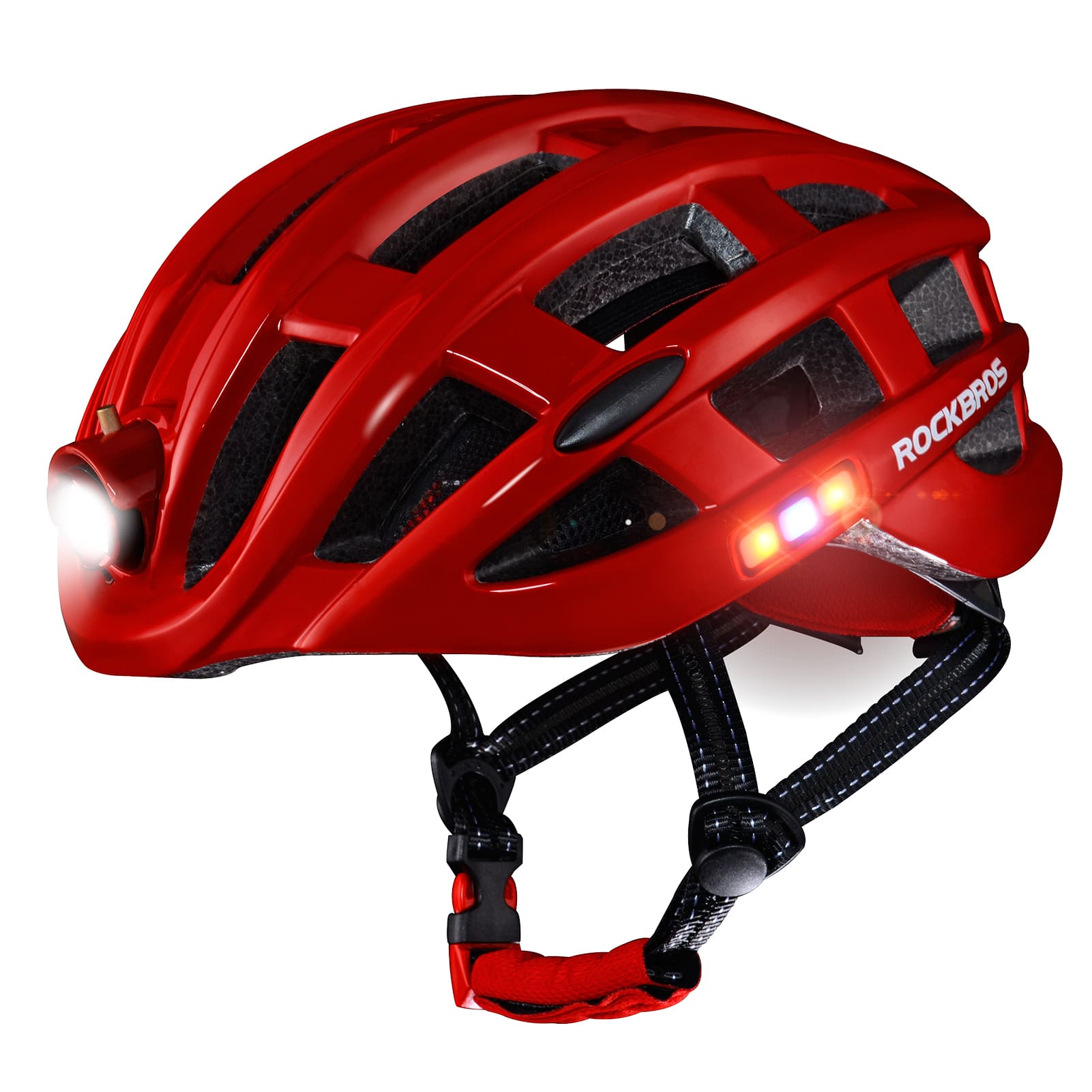 ROCKBROS ultra light smart bike helmet with LED safety light
#Color_Red