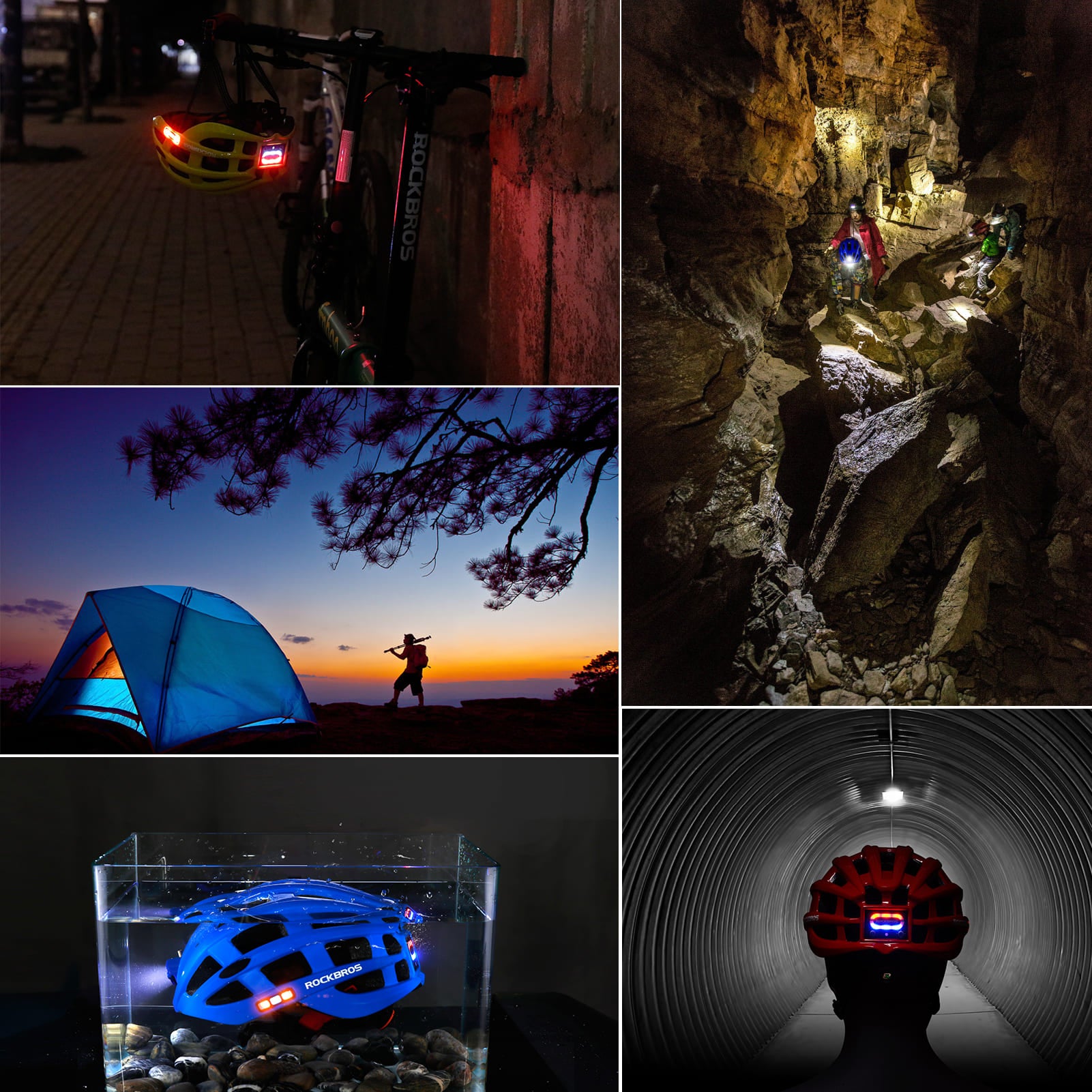 ROCKBROS ultra light smart bike helmet with LED safety light