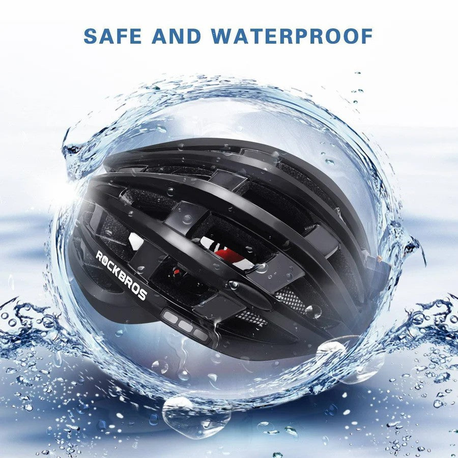 ROCKBROS ultra light smart bike helmet with LED safety light